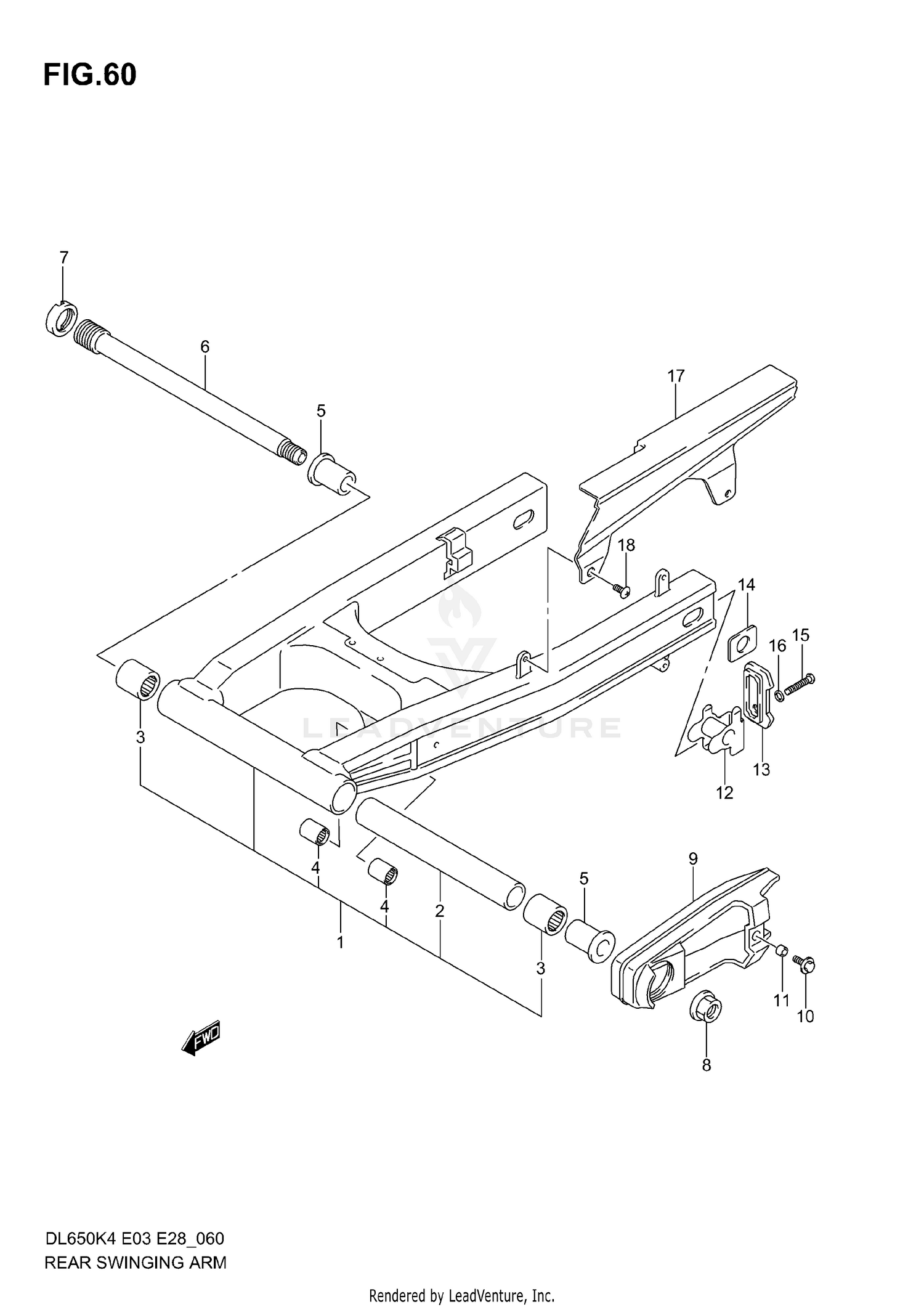 REAR SWINGING ARM (MODEL K4)