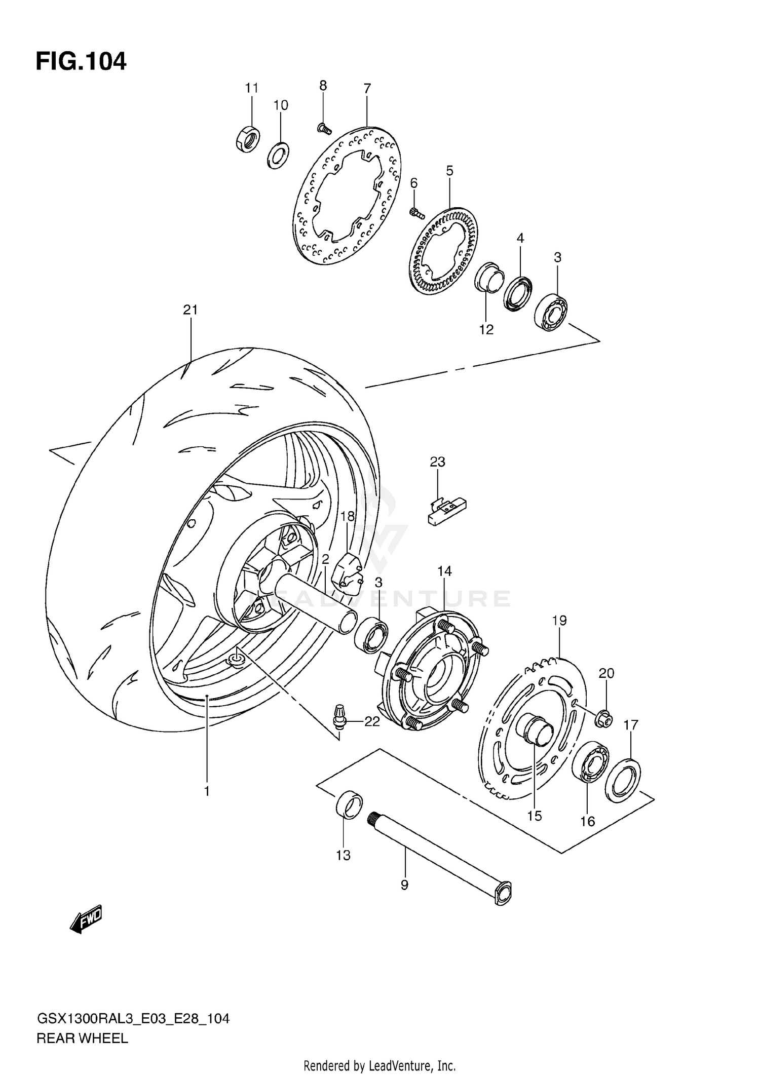REAR WHEEL (GSX1300RAL3 E03)
