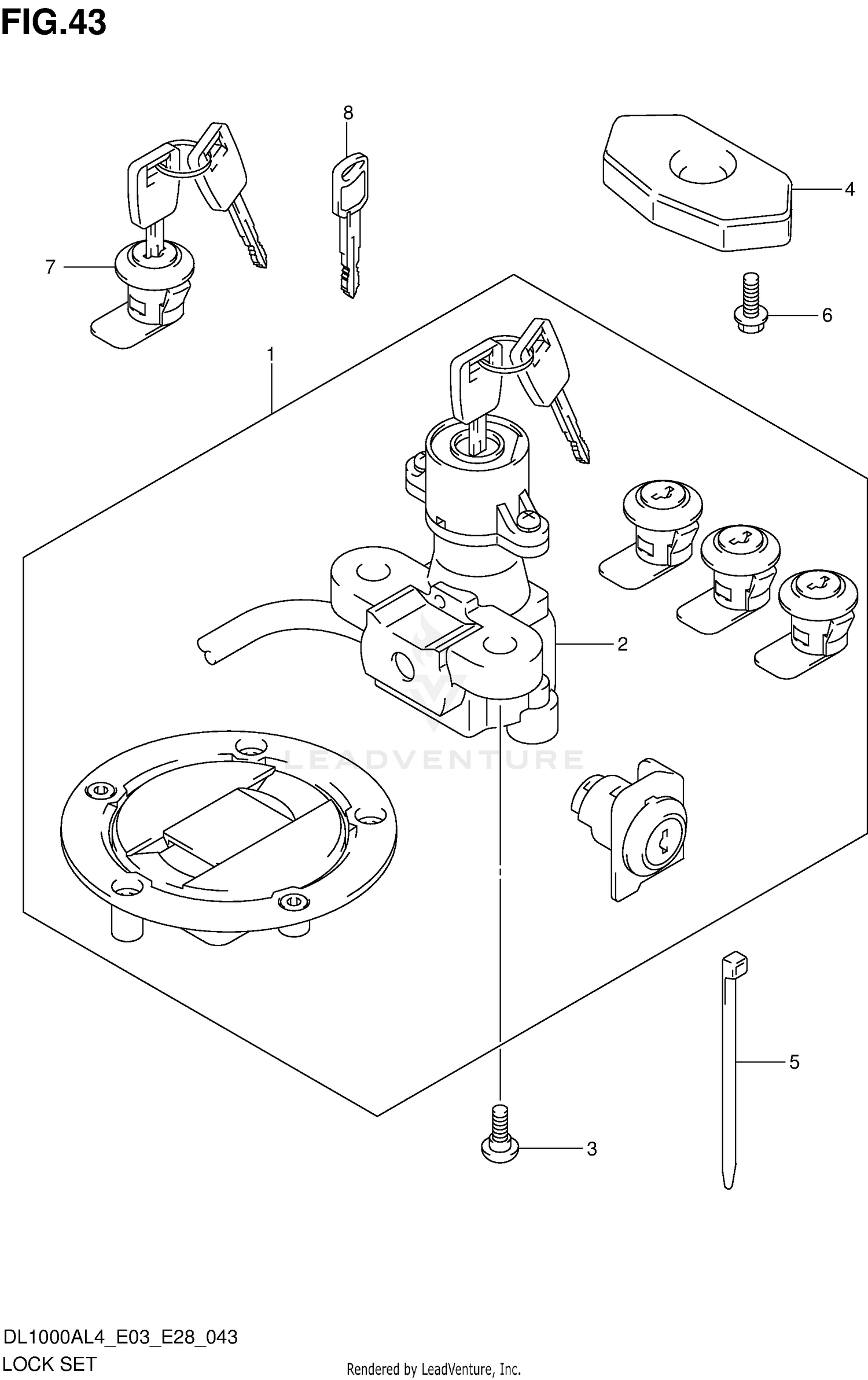 LOCK SET (FOR PANNIR CASE) (DL1000AL4 E33)