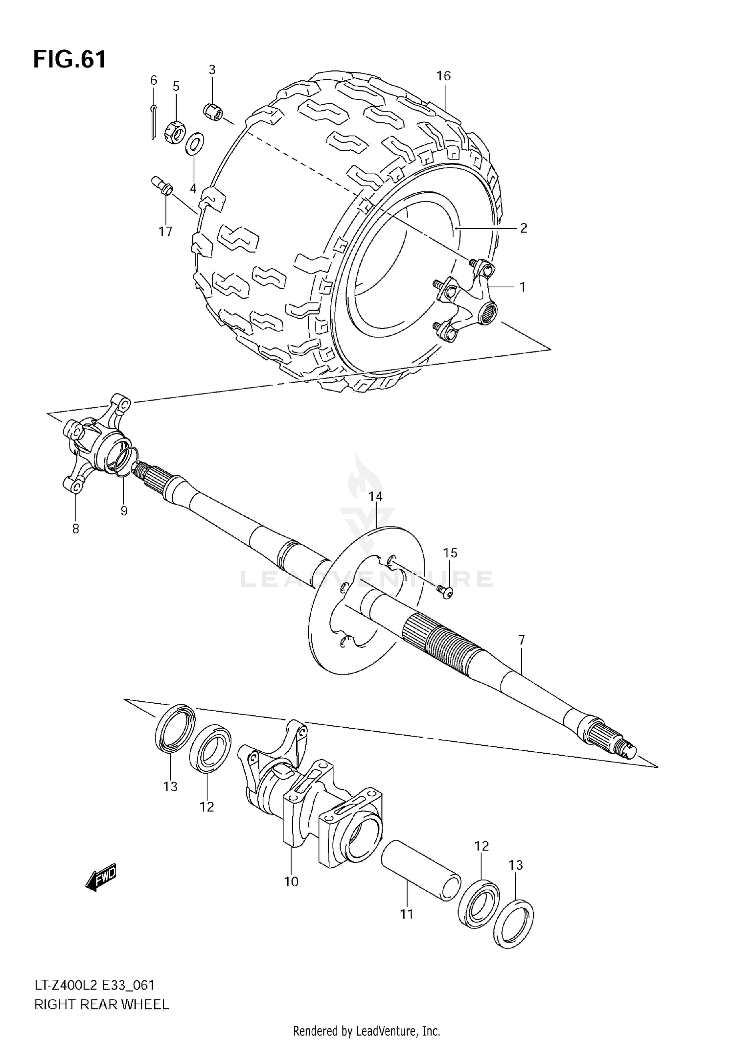RIGHT REAR WHEEL (LT-Z400L2)