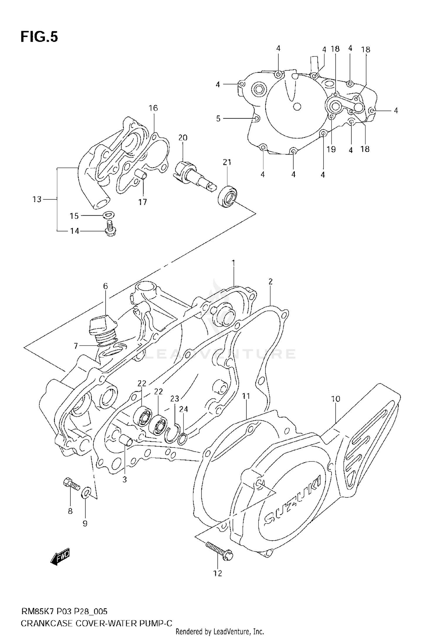 CRANKCASE COVER- WATER PUMP