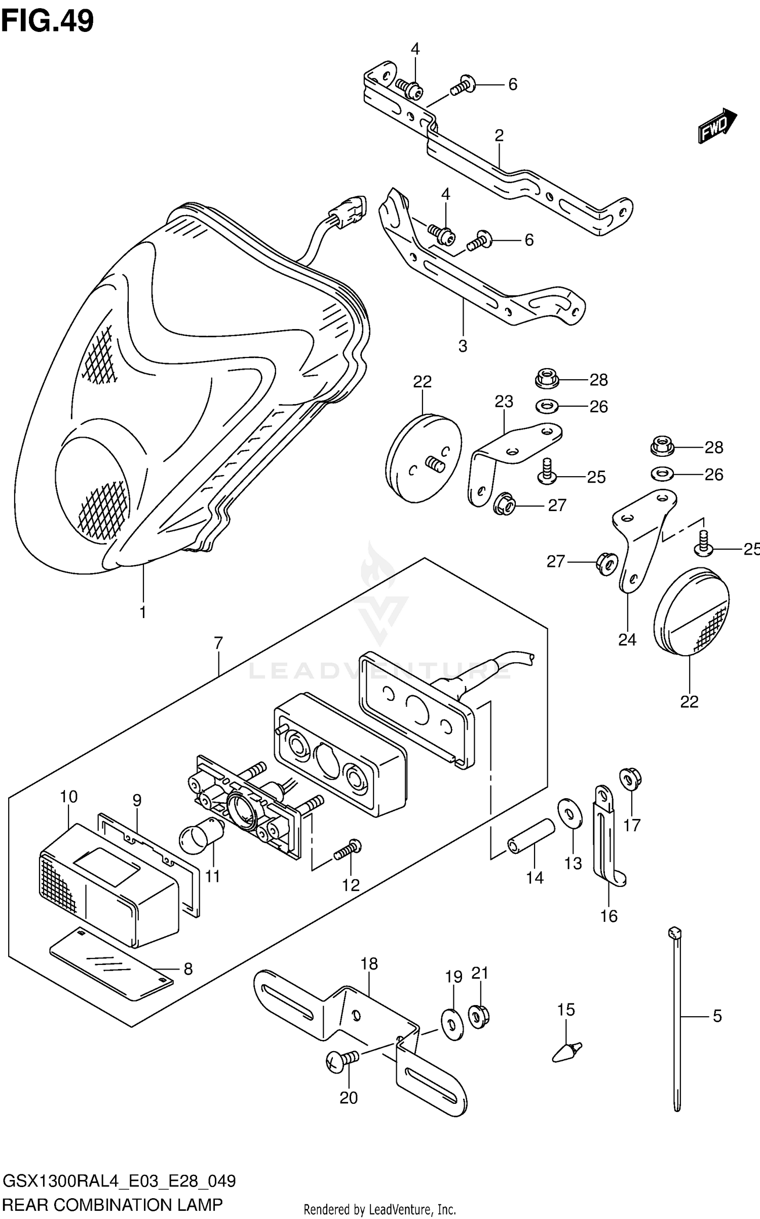 REAR COMBINATION LAMP (GSX1300RAL4 E33)