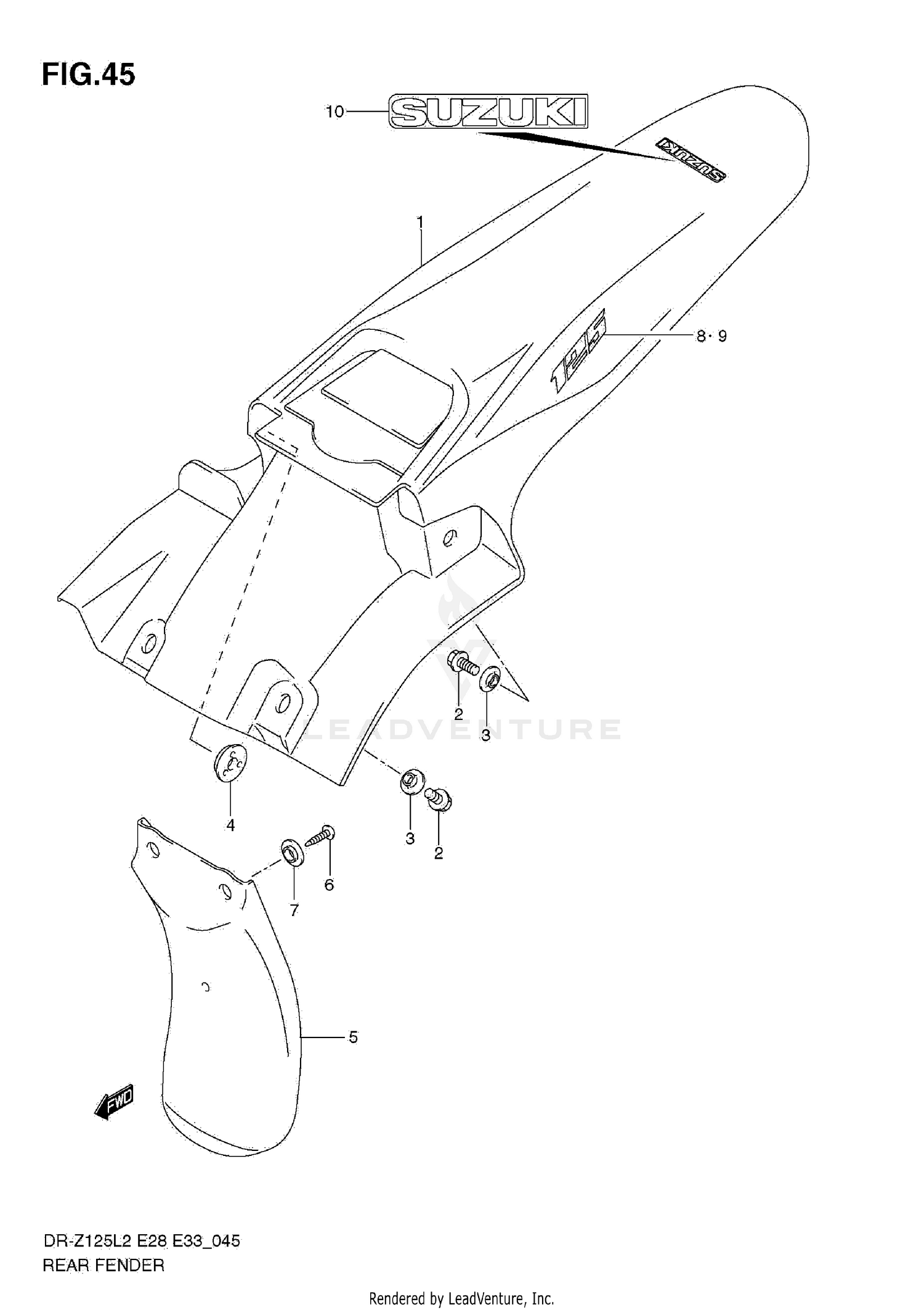REAR FENDER (DR-Z125 E28)
