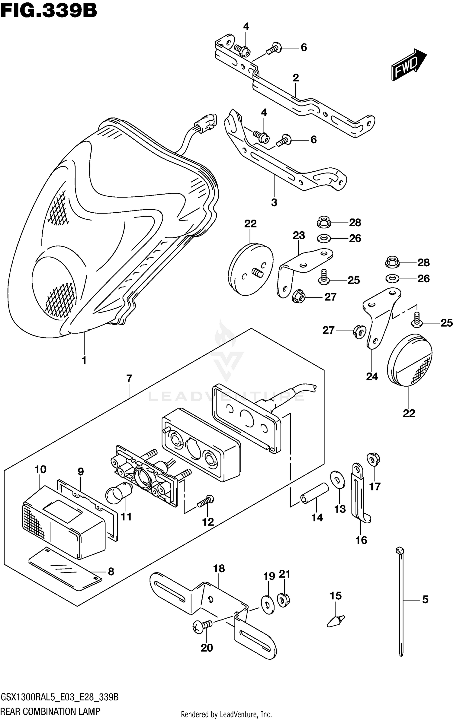 REAR COMBINATION LAMP (GSX1300RAL5 E28)