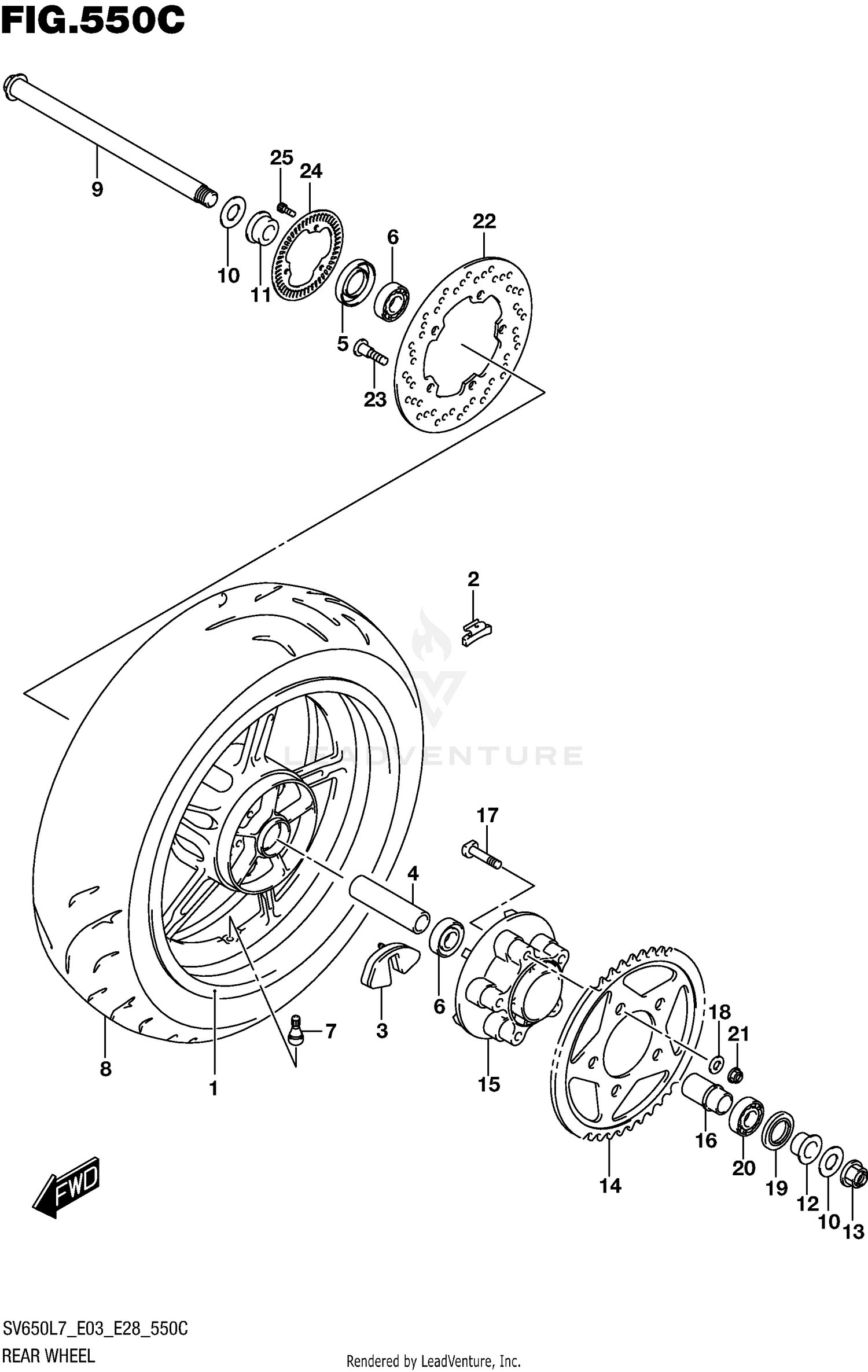 REAR WHEEL (SV650AL7 E28)
