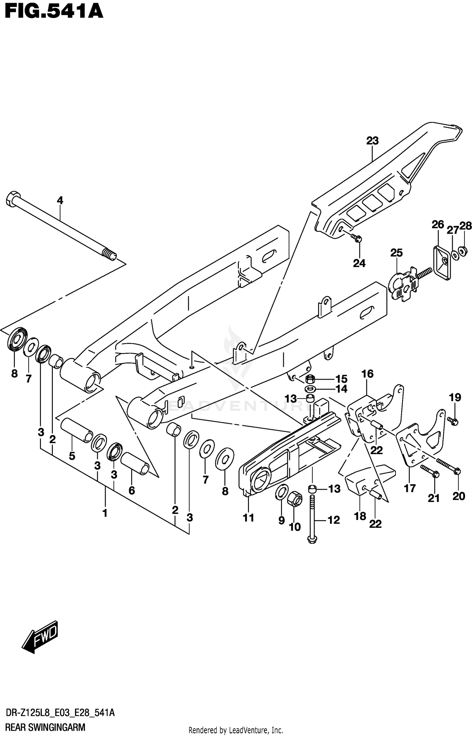 REAR SWINGINGARM (DR-Z125L8 E28)