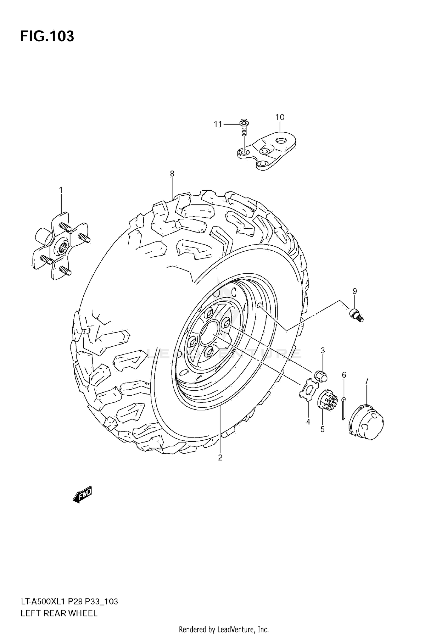 LEFT REAR WHEEL (LT-A500X L1 E33)