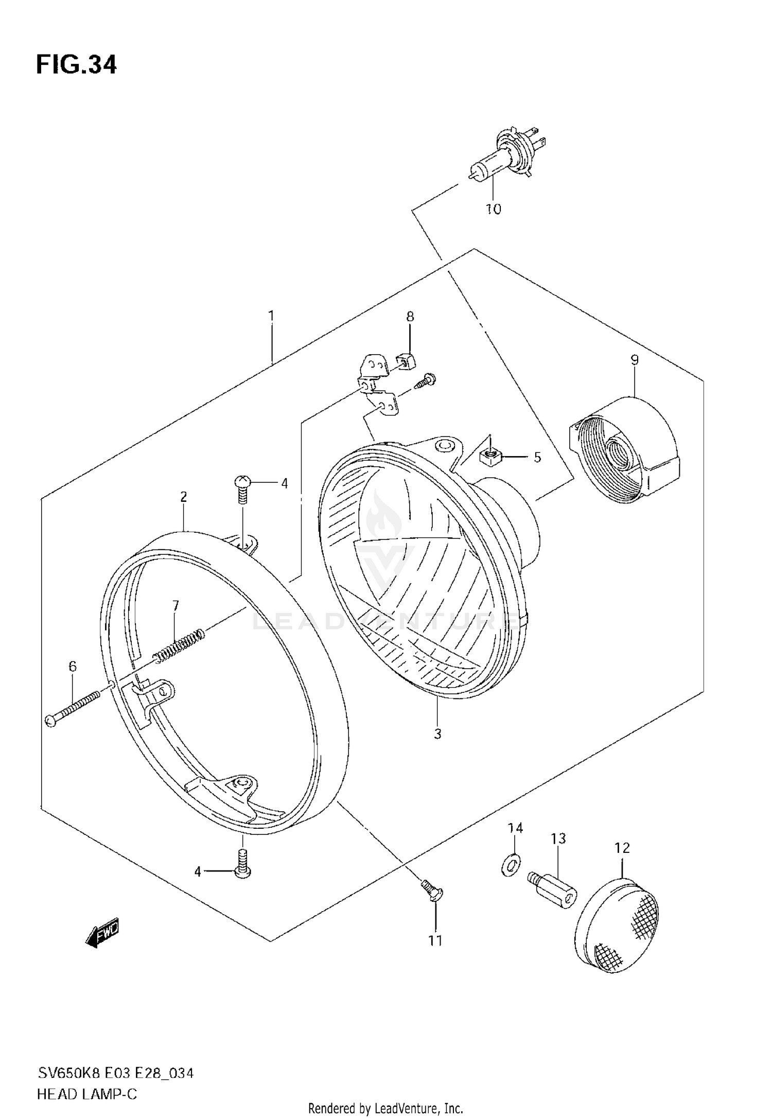 HEADLAMP (SV650K8/AK8)