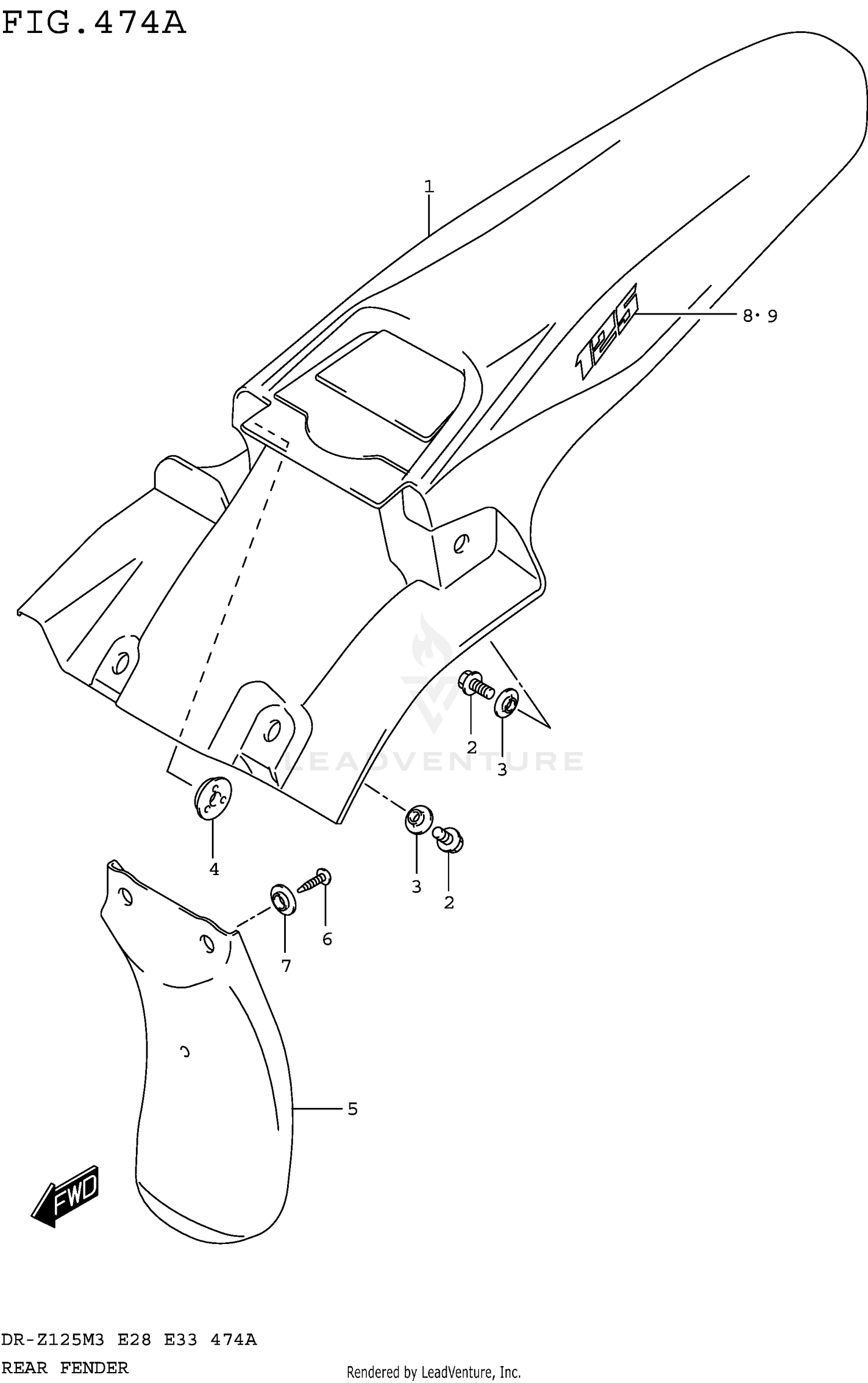 REAR FENDER (DR-Z125M3E28)