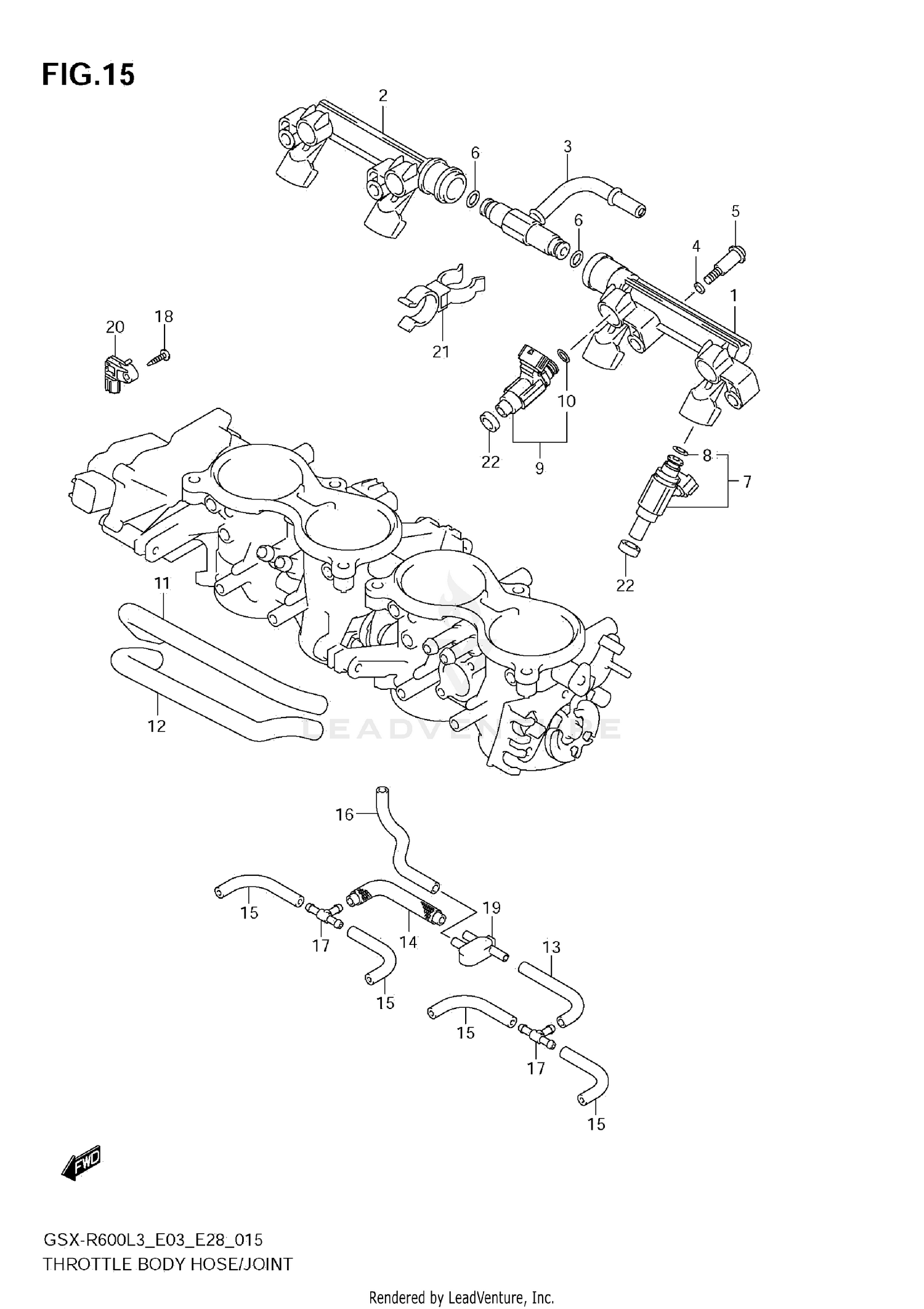 THROTTLE BODY HOSE/JOINT (GSX-R600L3 E28)