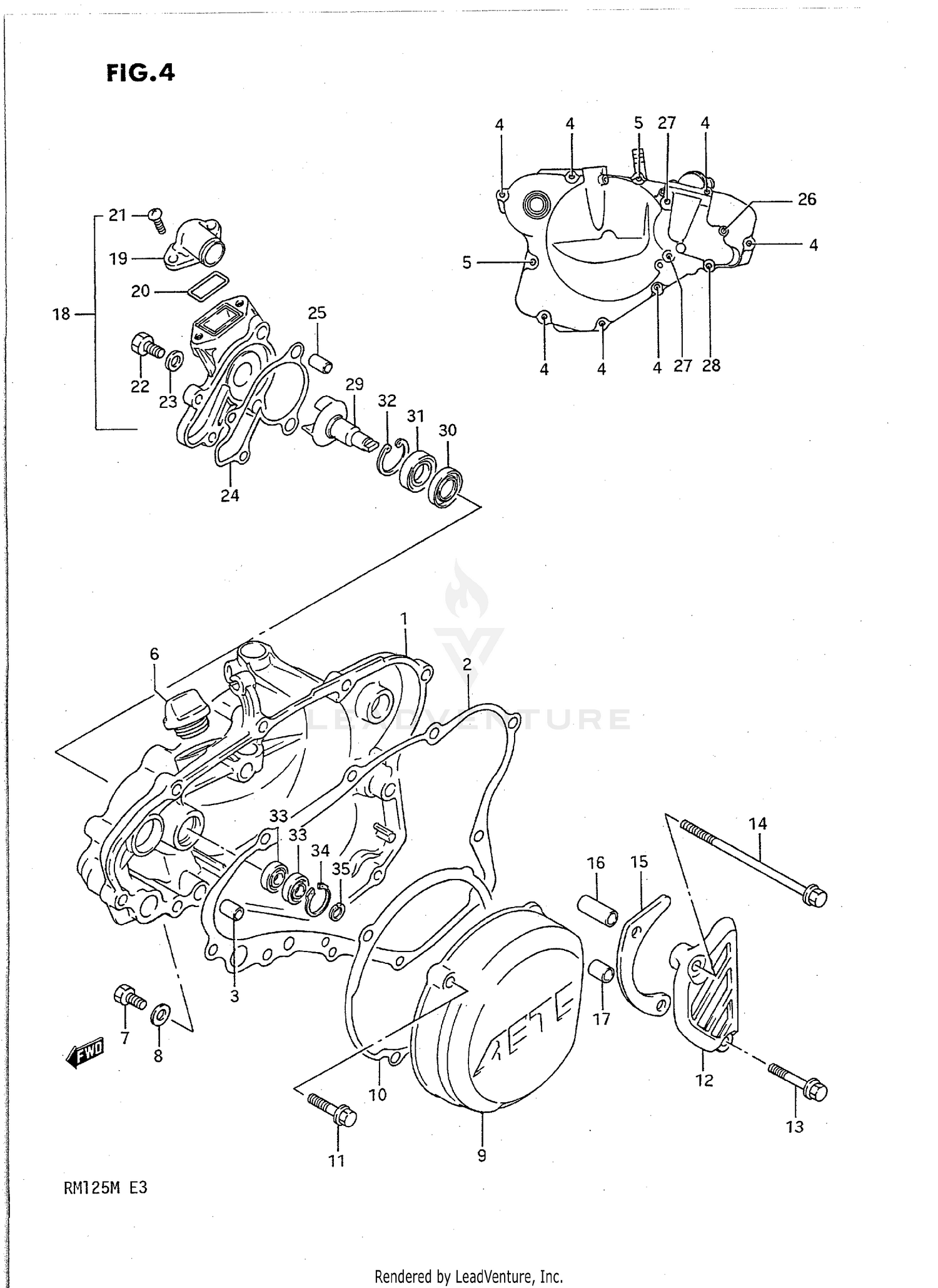 CRANKCASE COVER- WATER PUMP (MODEL K)