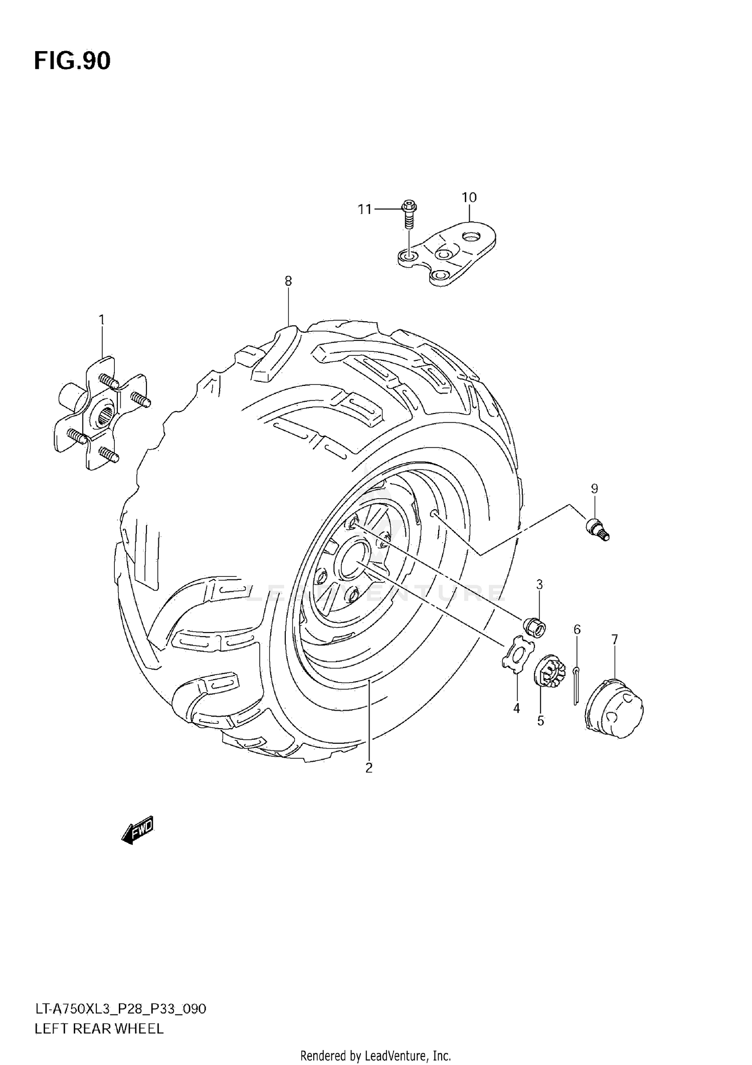 LEFT REAR WHEEL (LT-A750XL3 E28)