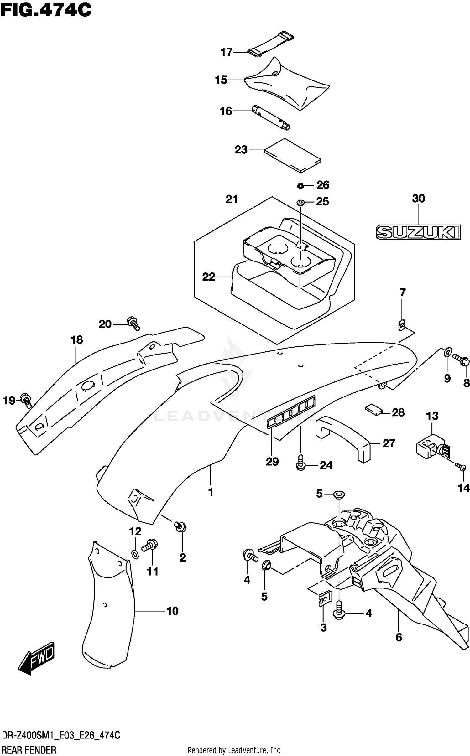 REAR FENDER (DR-Z400S)