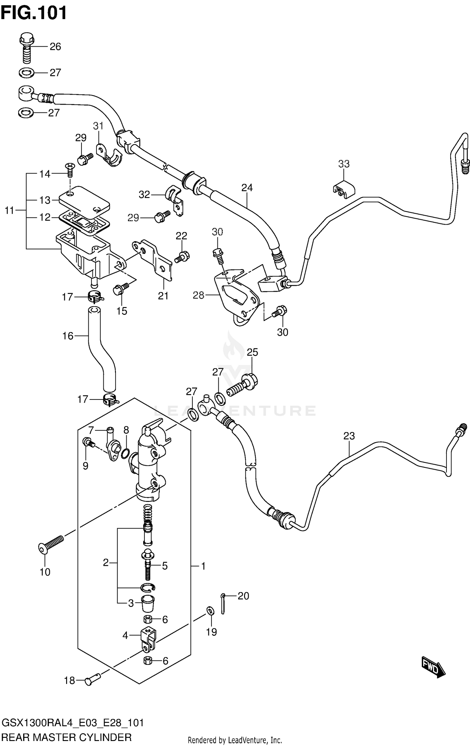 REAR MASTER CYLINDER (GSX1300RAL4 E28)