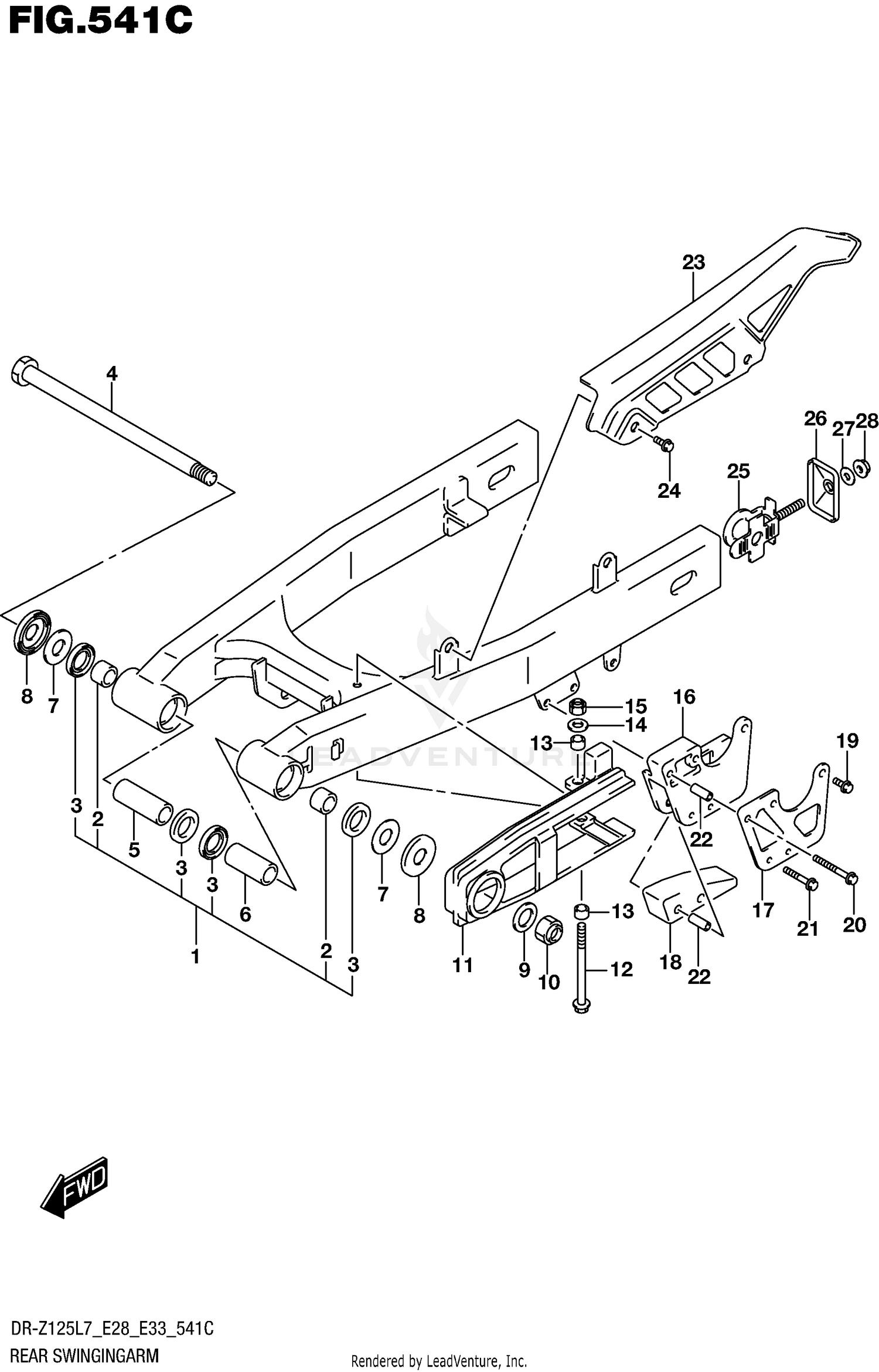 REAR SWINGINGARM (DR-Z125L E33)