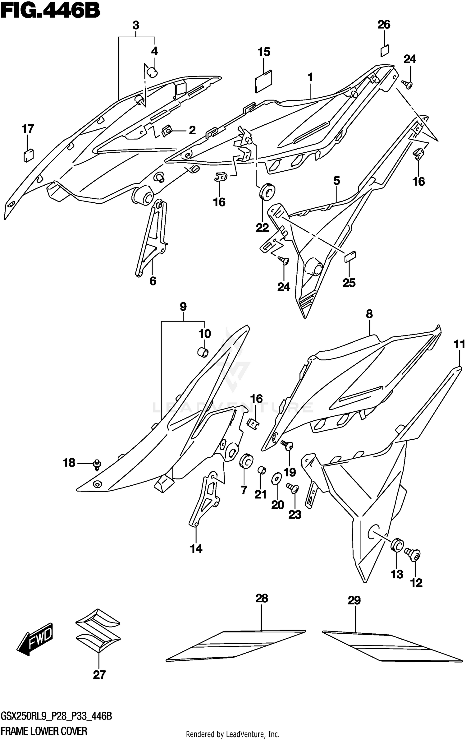 FRAME LOWER COVER (GSX250RL9 P33)