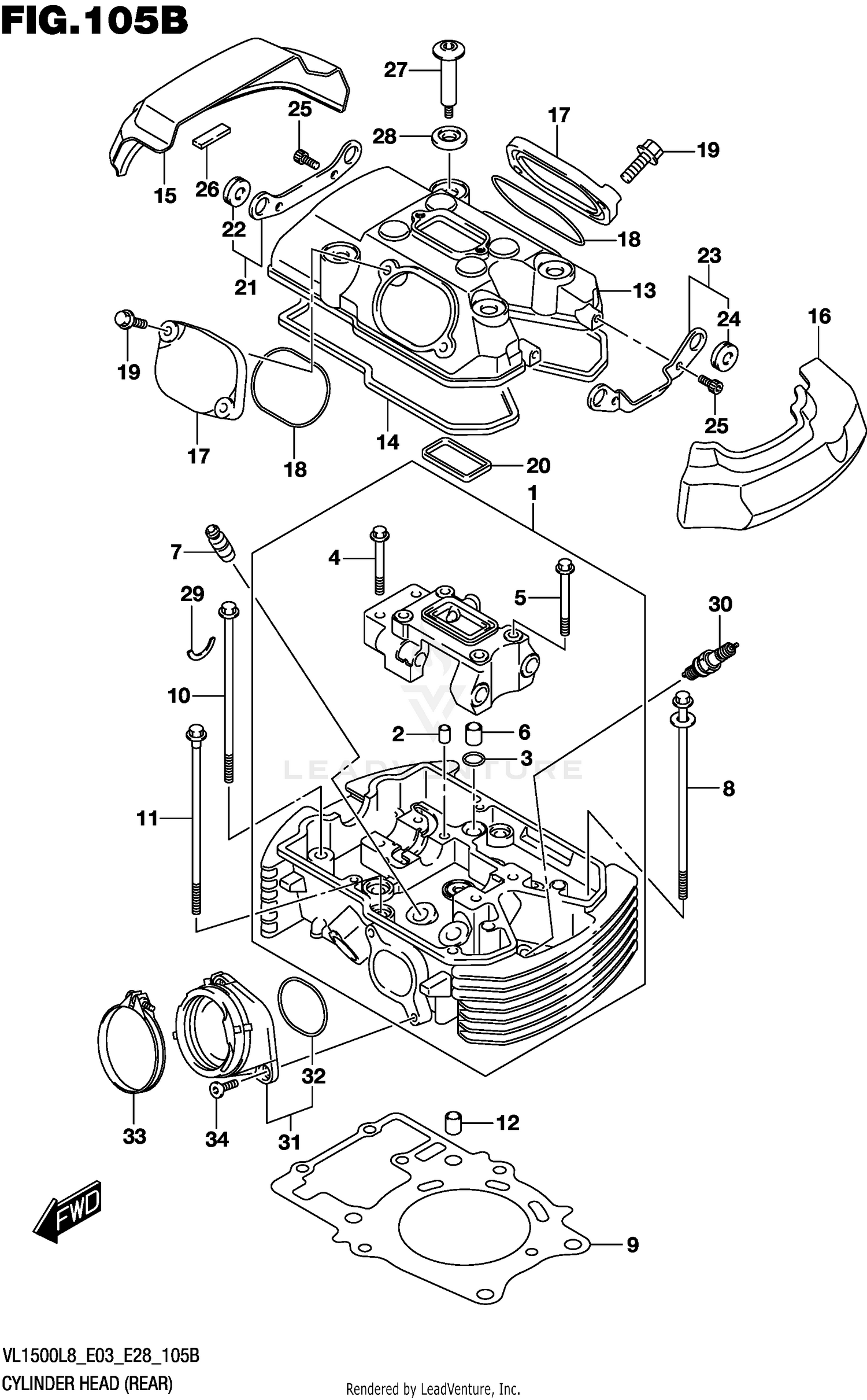 CYLINDER HEAD (REAR) (VL1500BL8 E28)