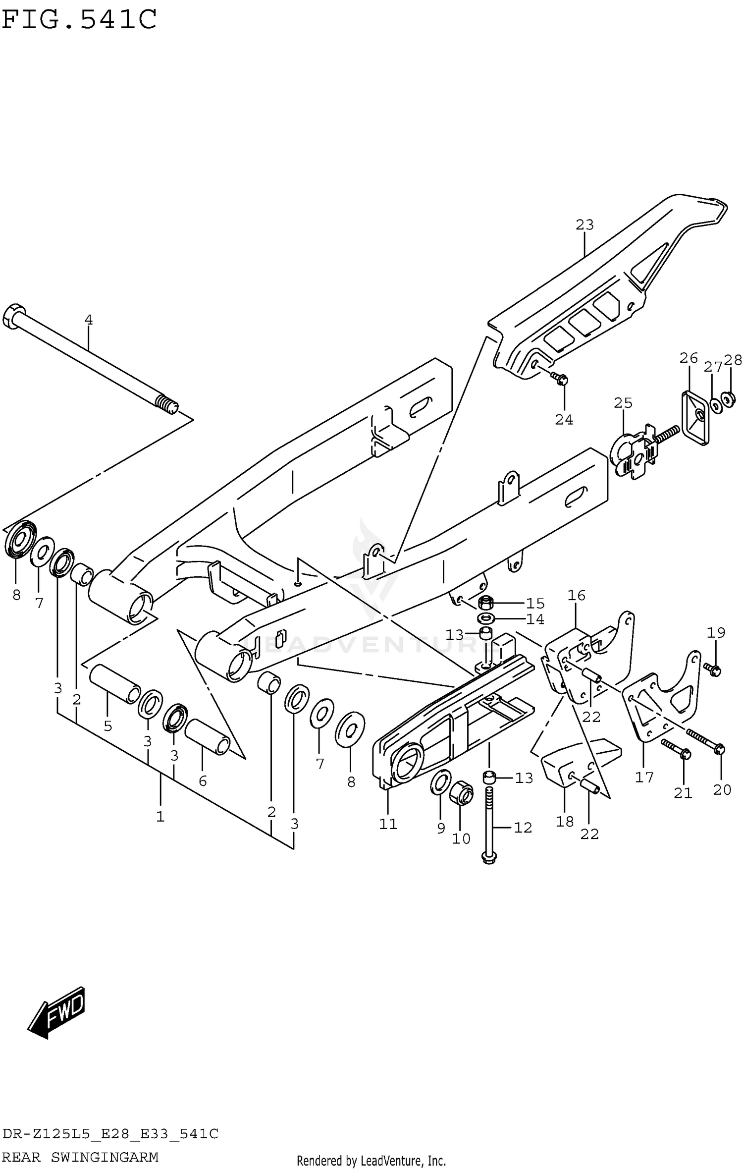 REAR SWINGINGARM (DR-Z125LL5 E28)