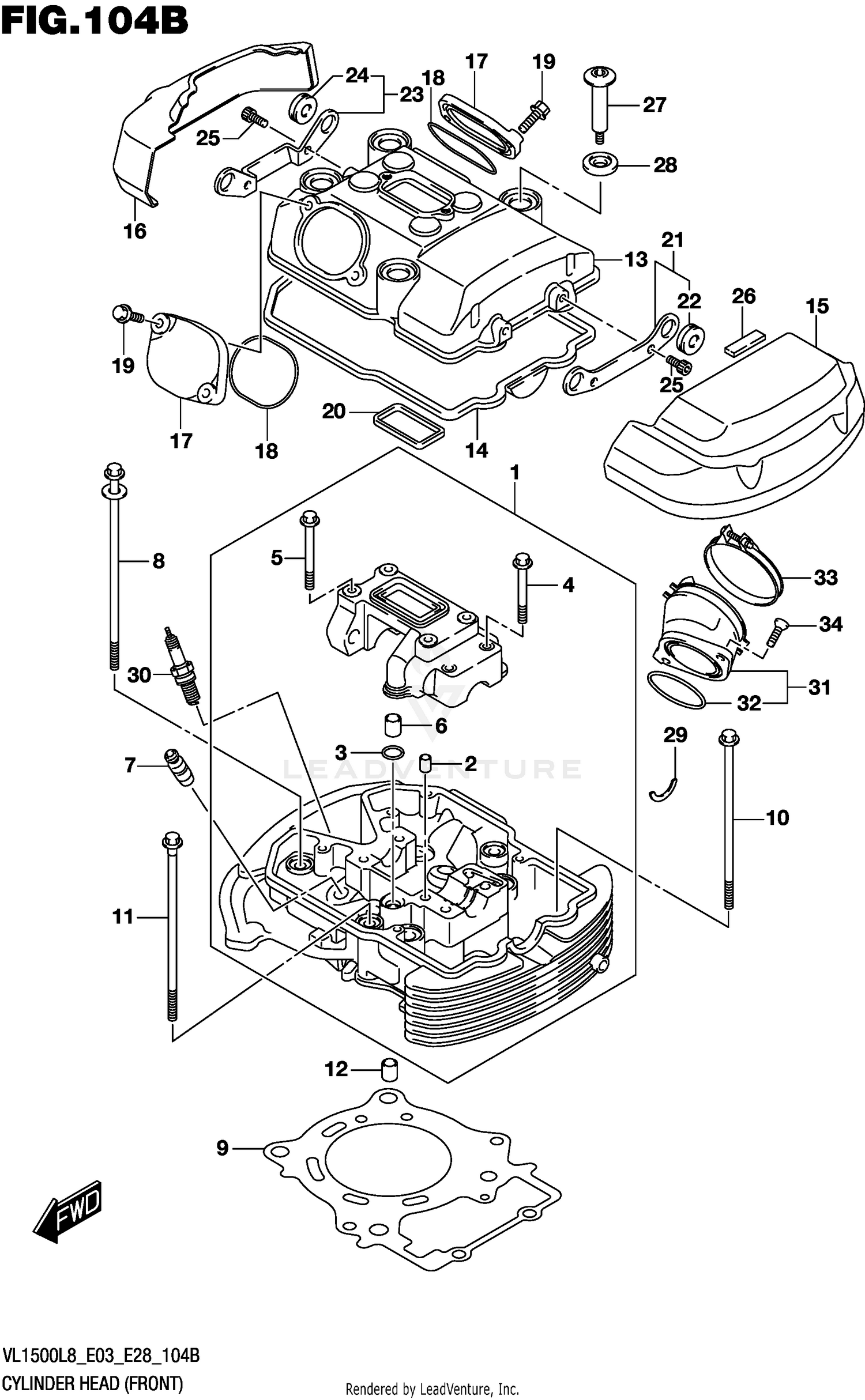 CYLINDER HEAD (FRONT) (VL1500BL8 E28)