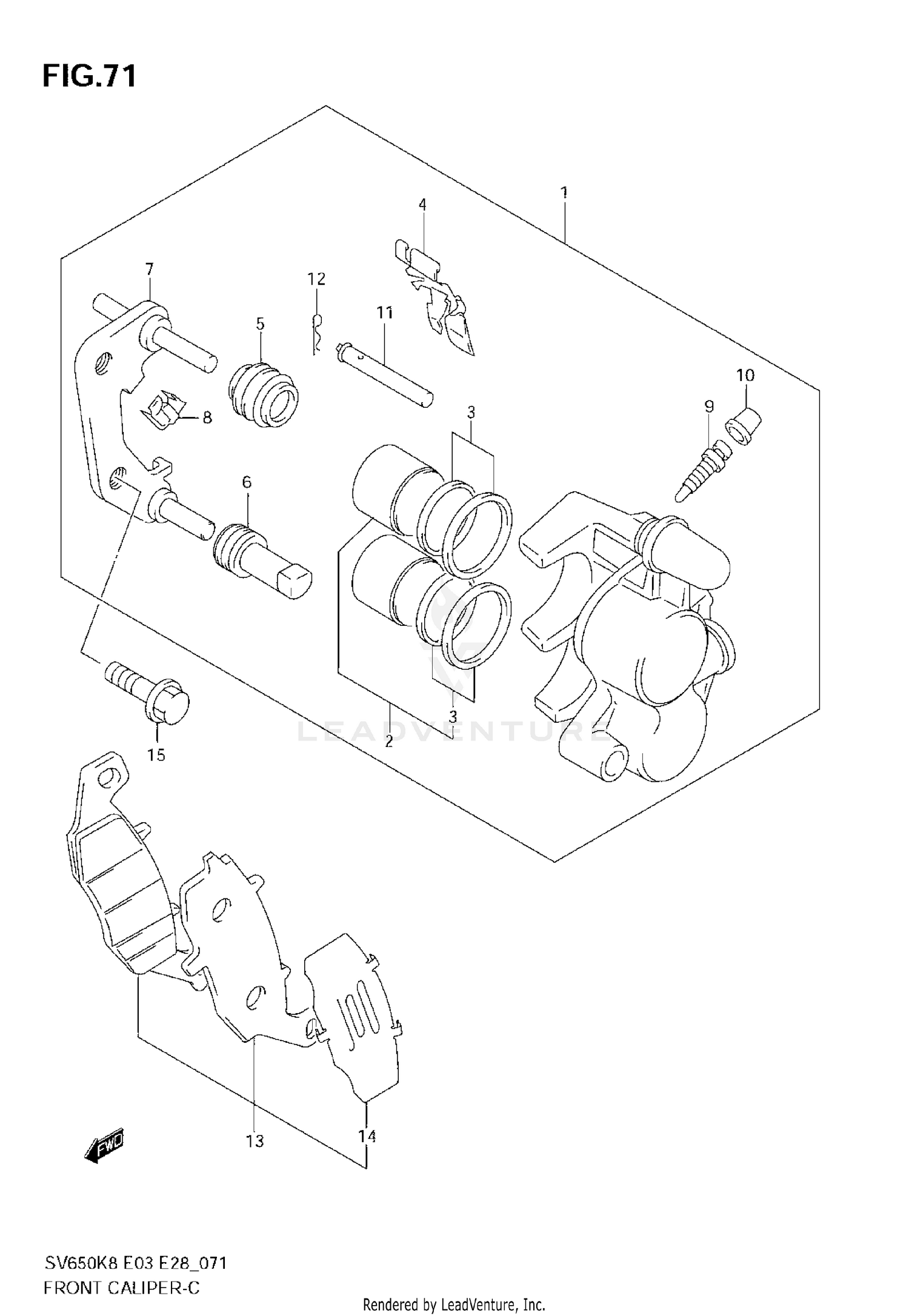 FRONT CALIPER (SV650AK8/SAK8)