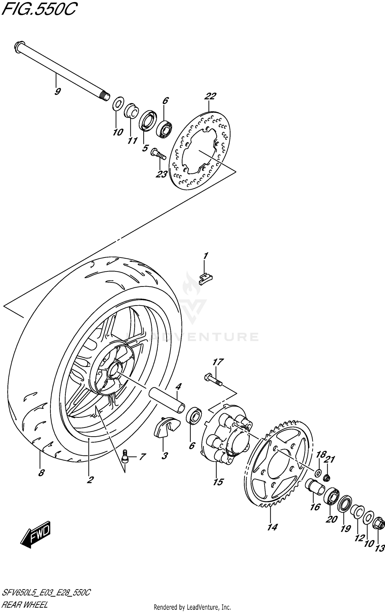 REAR WHEEL (SFV650L5 E33)