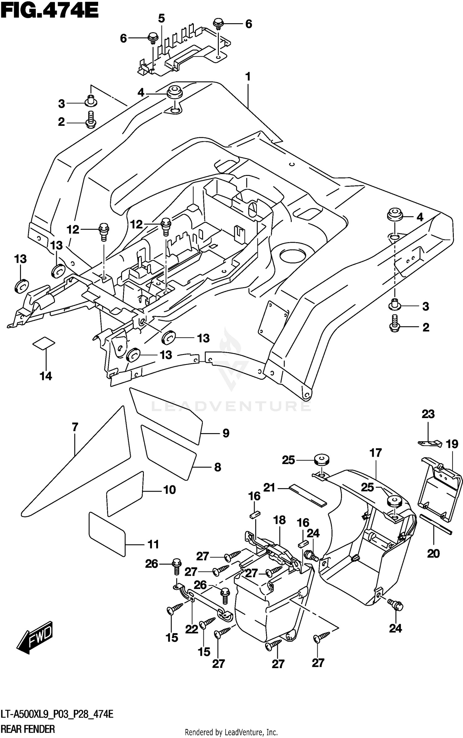 REAR FENDER (LT-A500XPL9 P28)