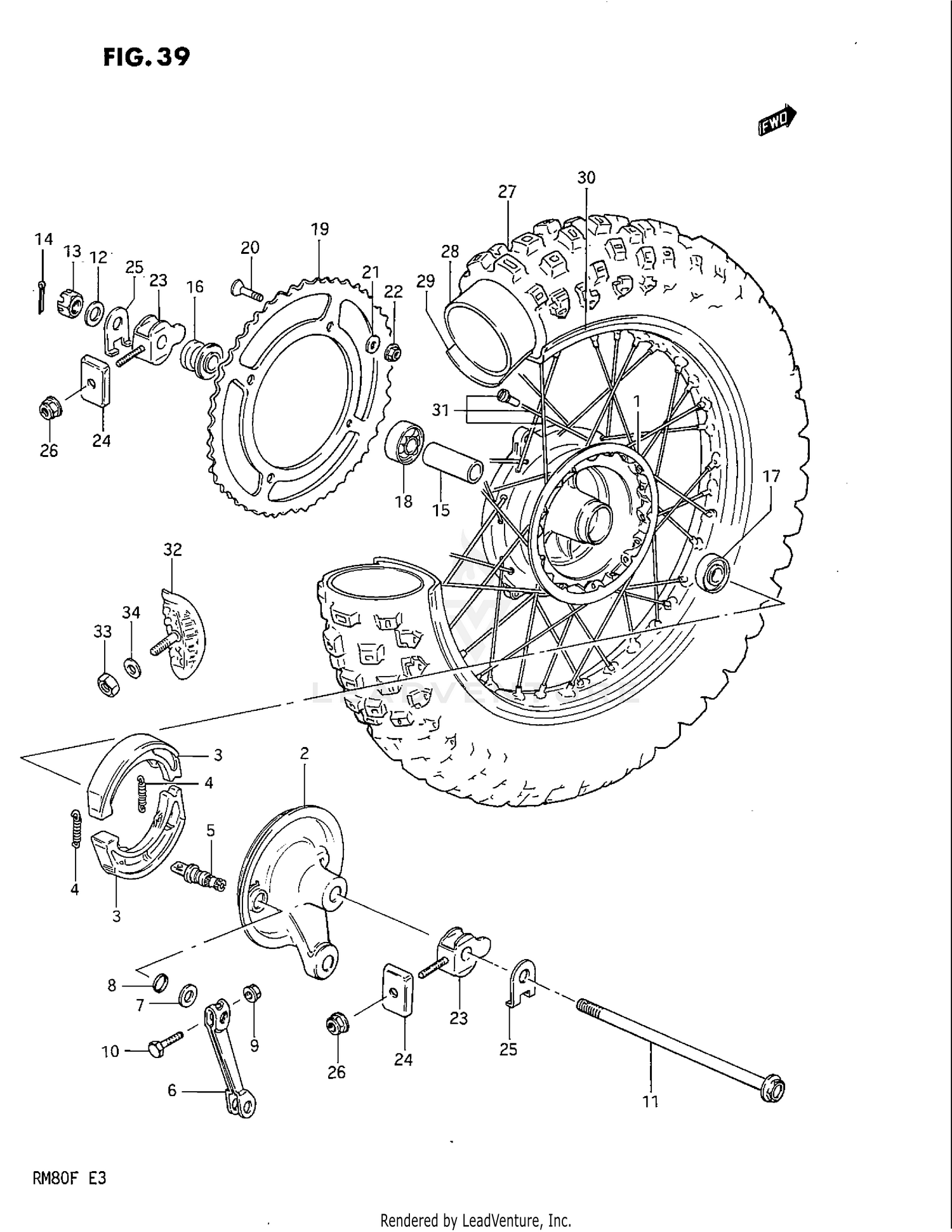 REAR WHEEL (MODEL E/F)