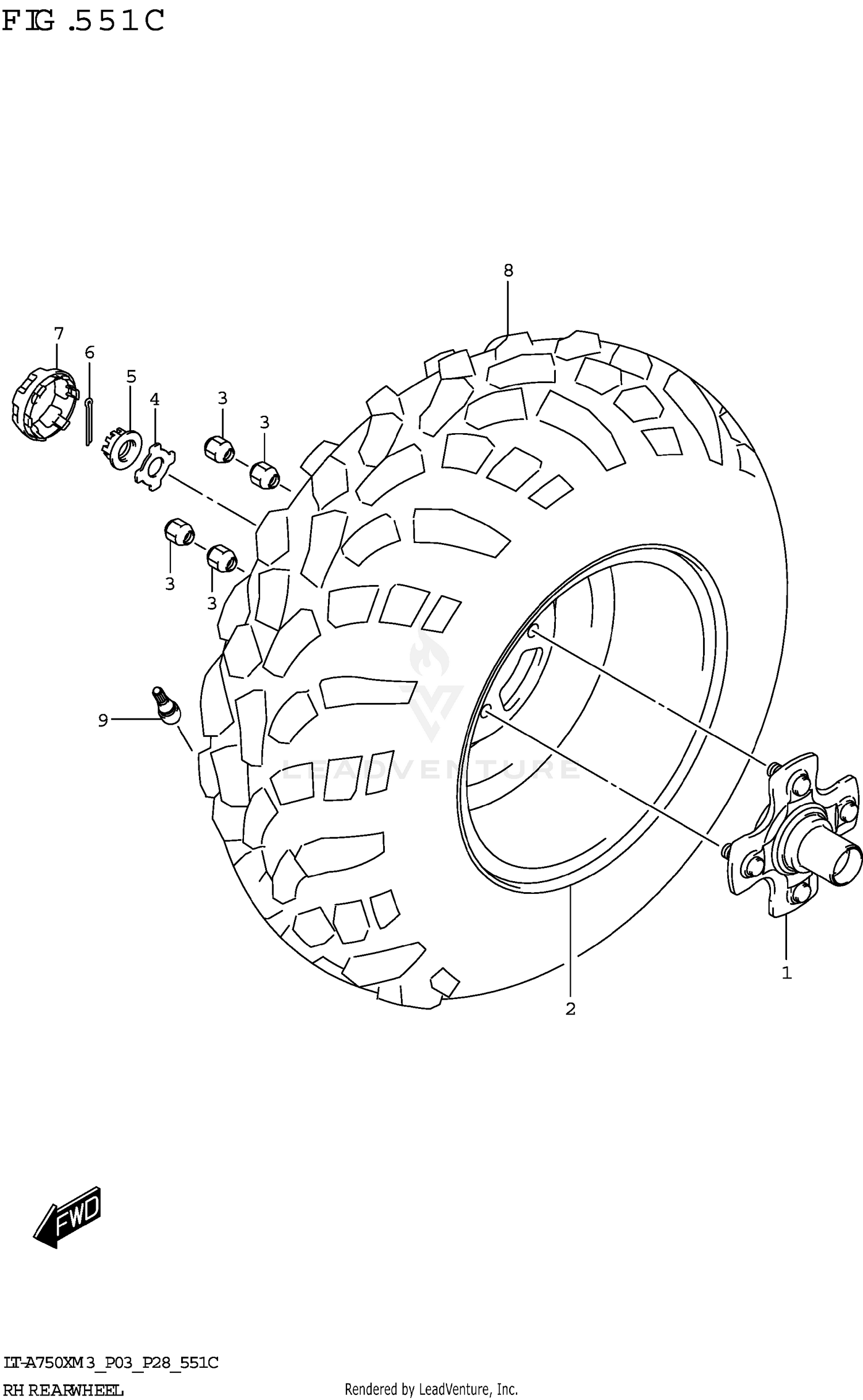 RH REAR WHEEL (LT-A750XPZ)