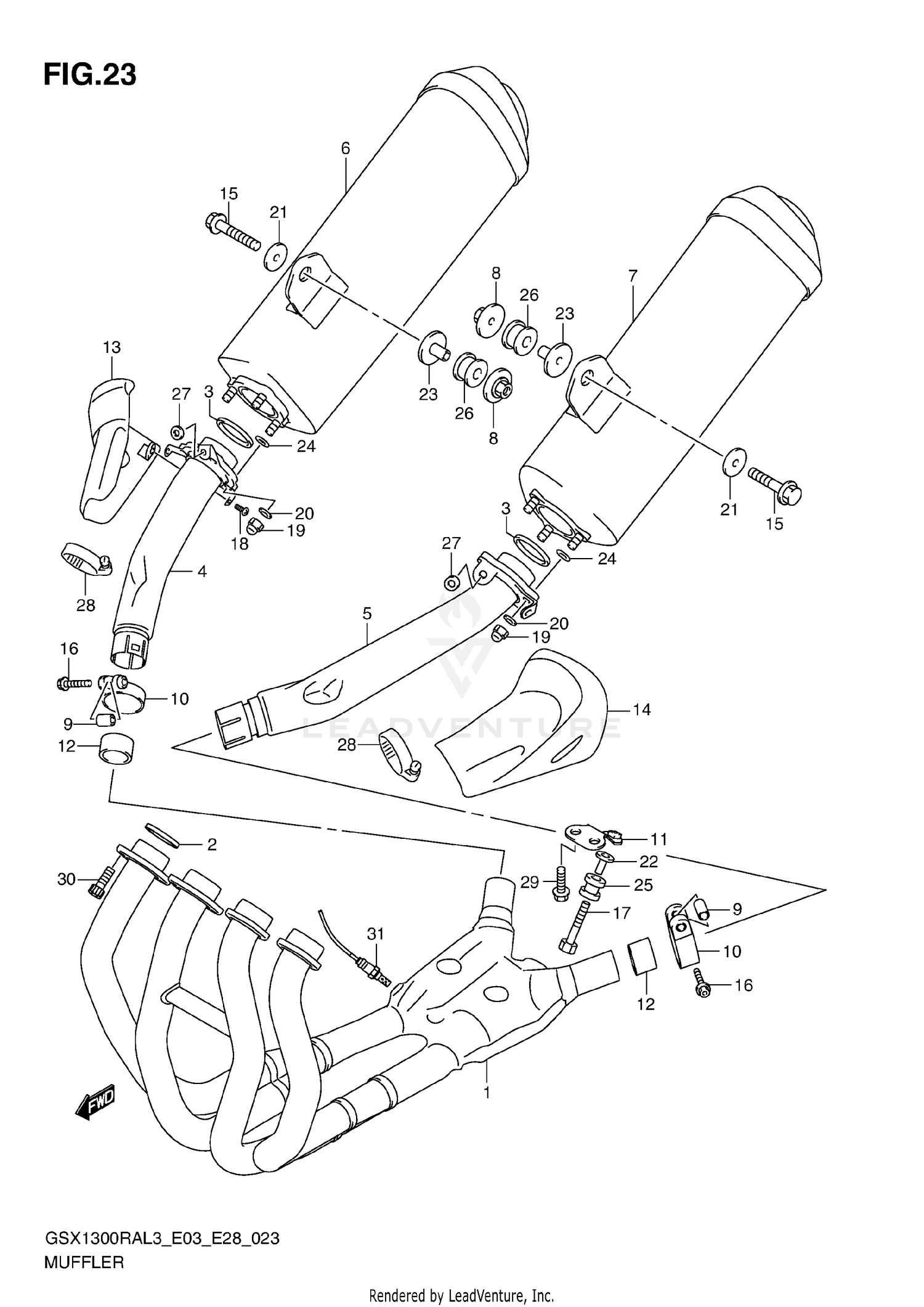 MUFFLER (GSX1300RAL3 E28)