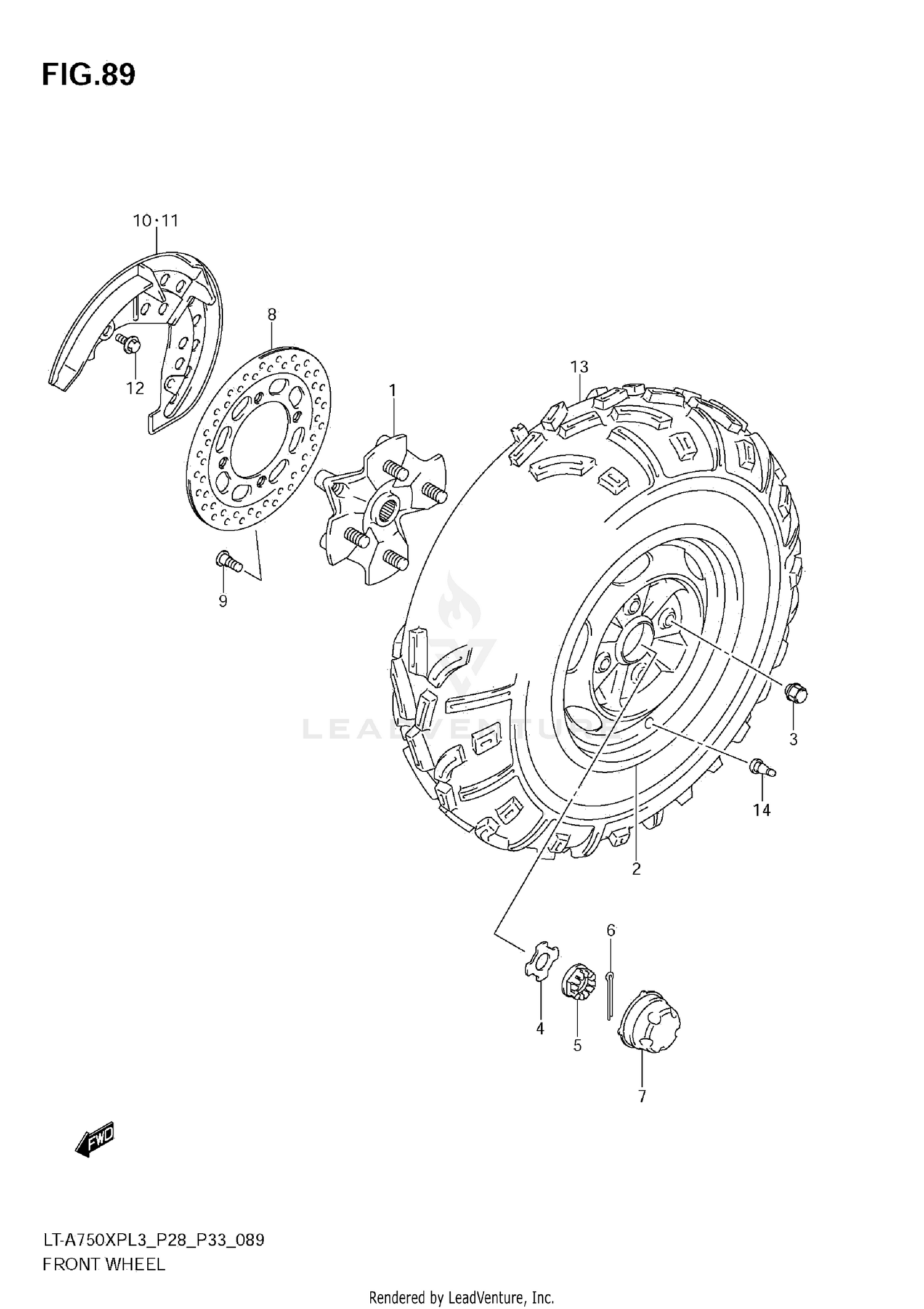 FRONT WHEEL (LT-A750XPL3 P28)