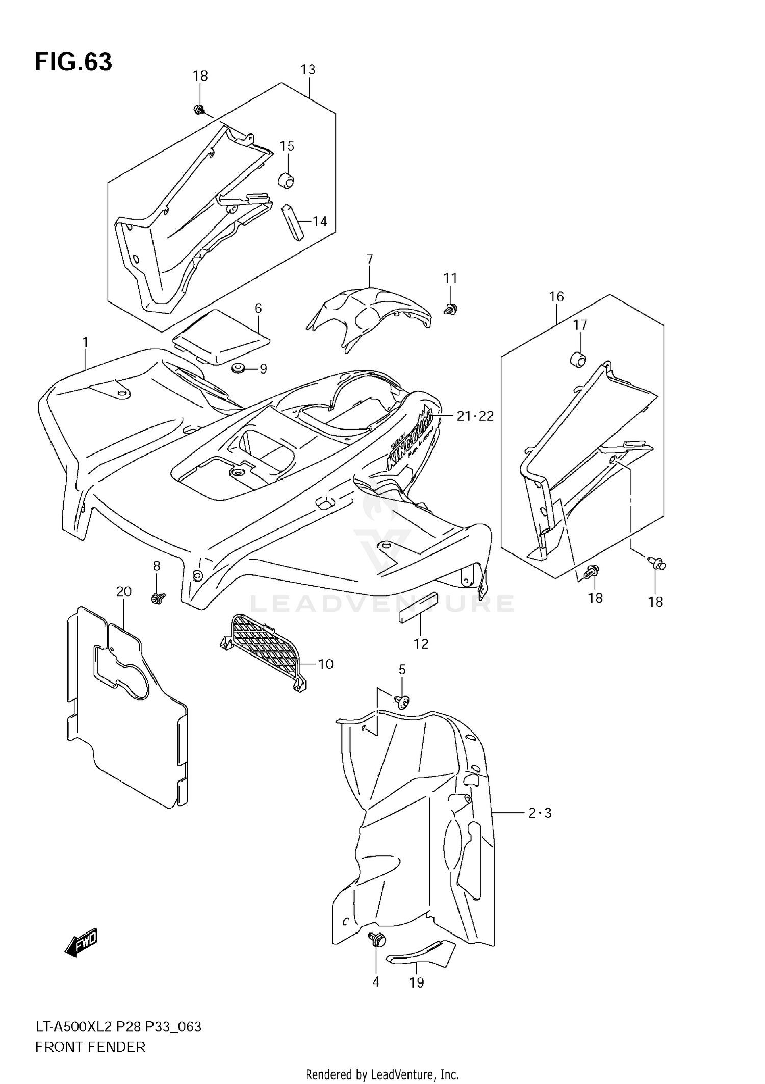 FRONT FENDER (LT-A500X E33)
