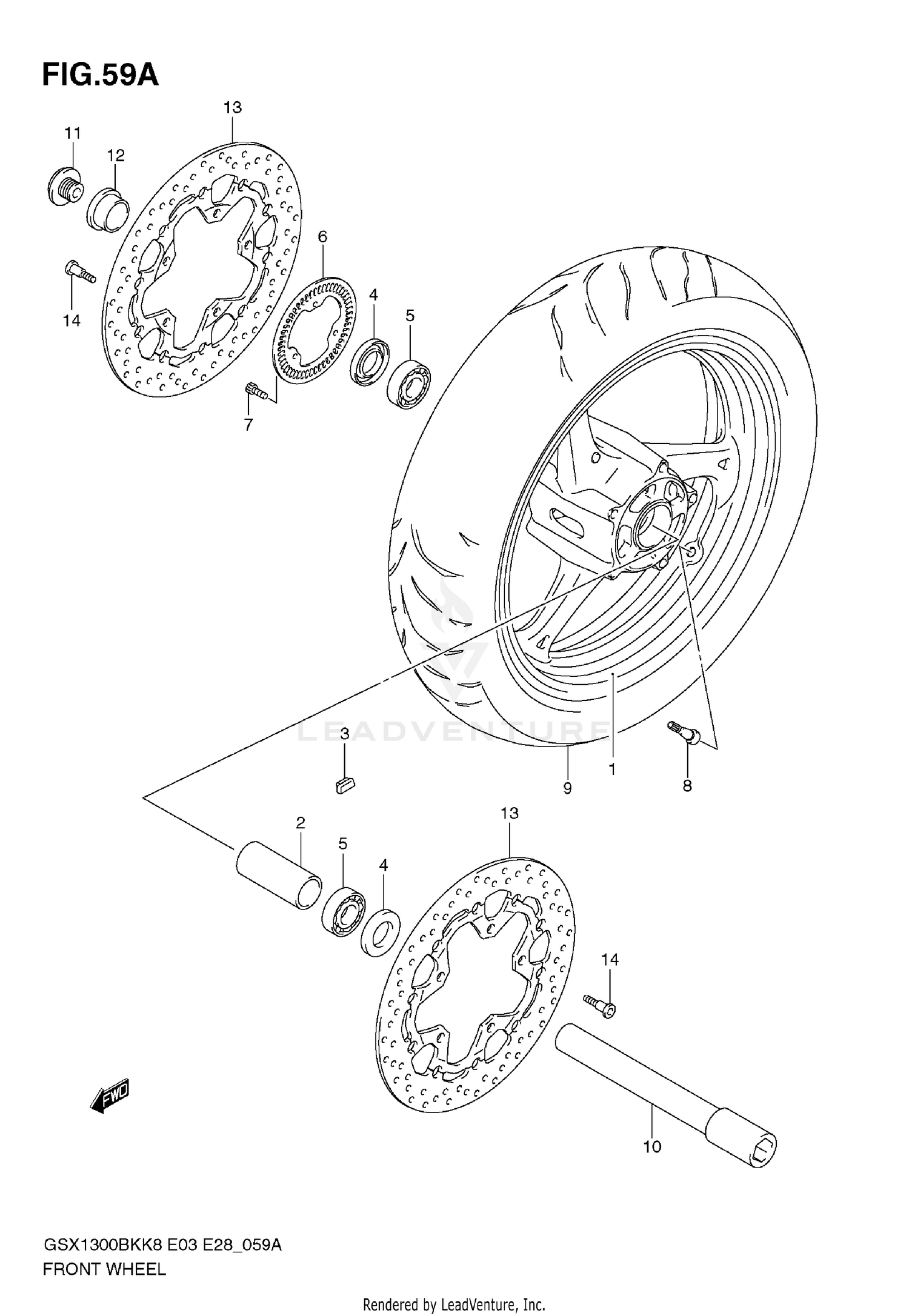 FRONT WHEEL (GSX1300BKAK8/AK9)