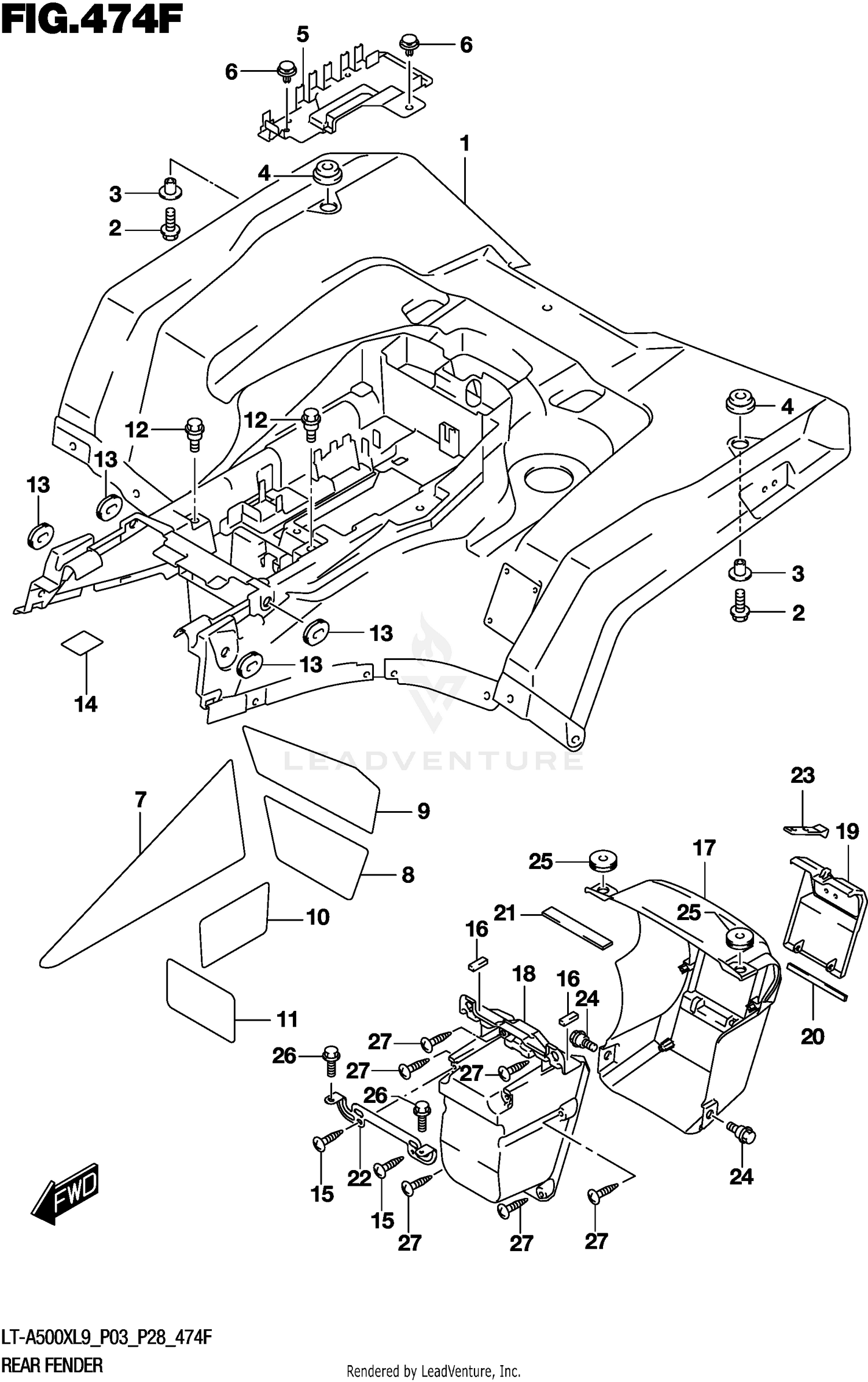 REAR FENDER (LT-A500XPL9 P33)