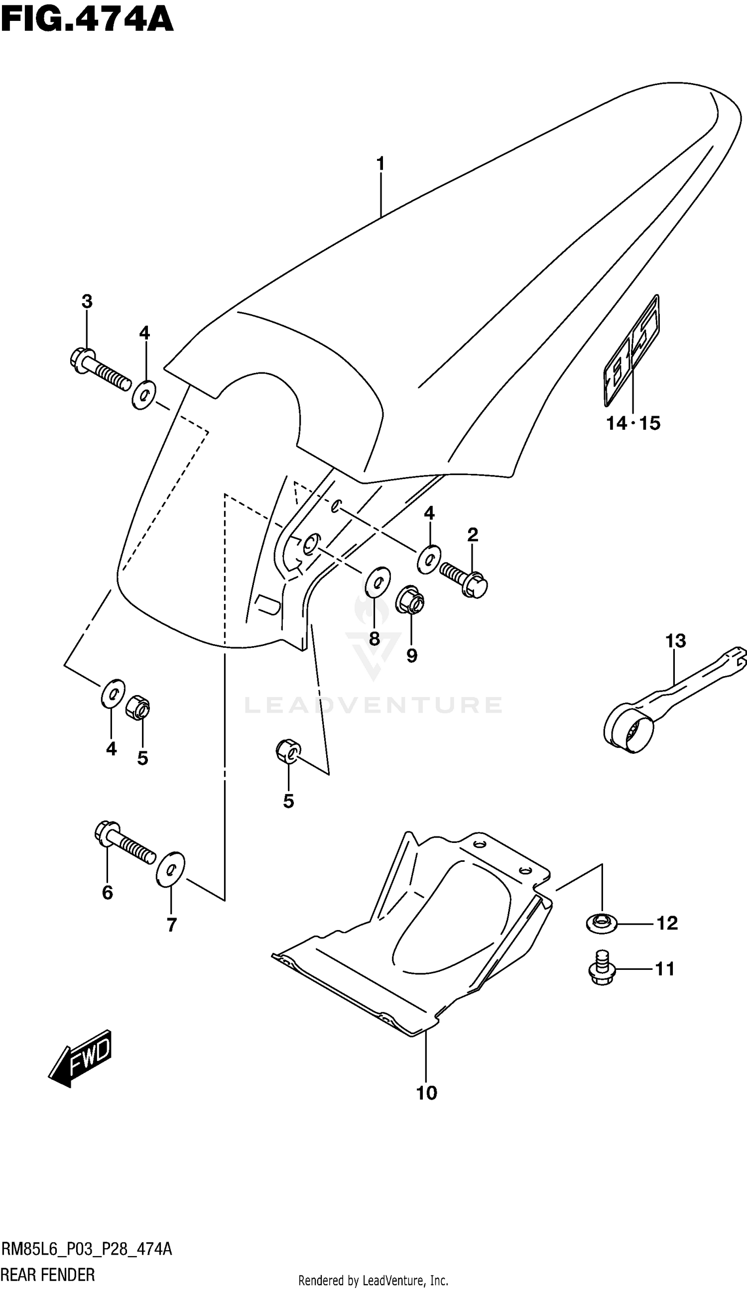 REAR FENDER (RM85L6 P03)