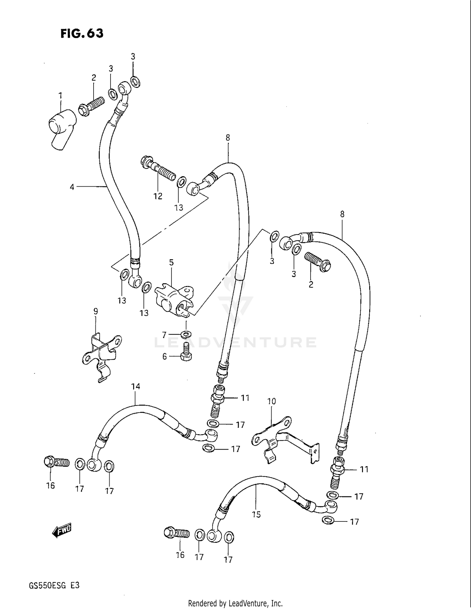 FRONT BRAKE HOSE (GS550ES3/ESE)