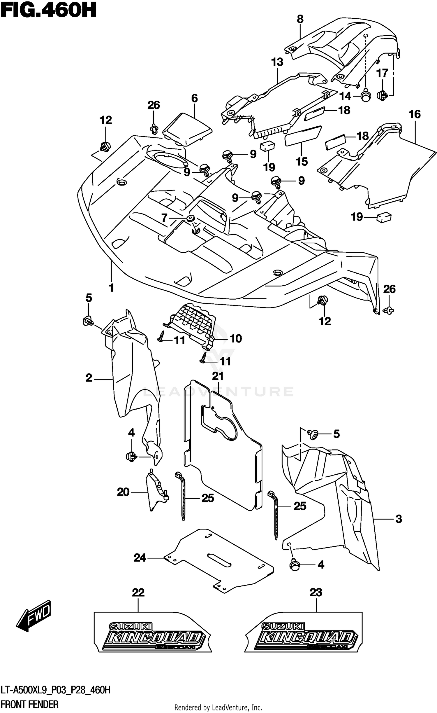 FRONT FENDER (LT-A500XPZL9 P28)