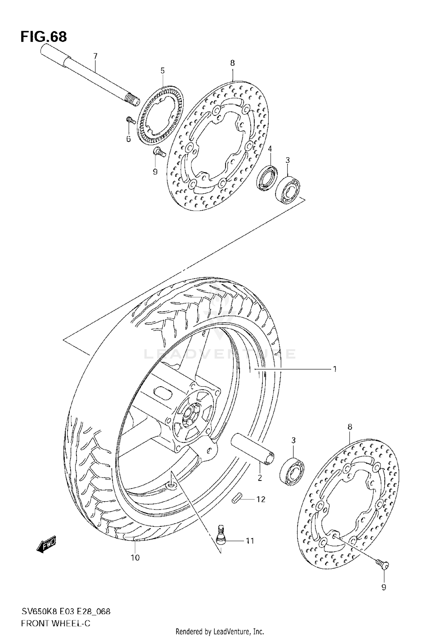 FRONT WHEEL (SV650AK8/SAK8)