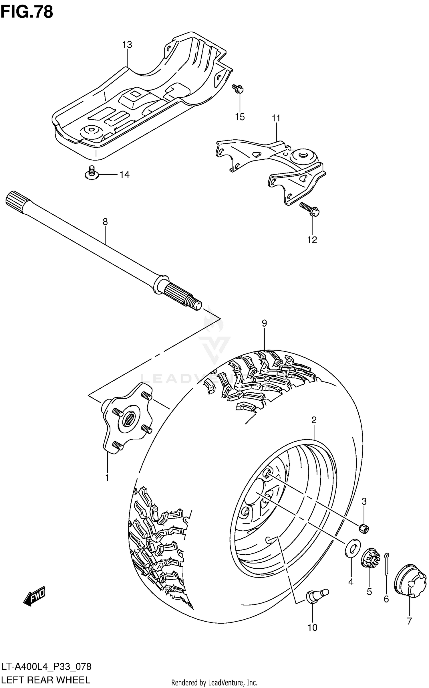 LEFT REAR WHEEL (LT-A400L4 P33)