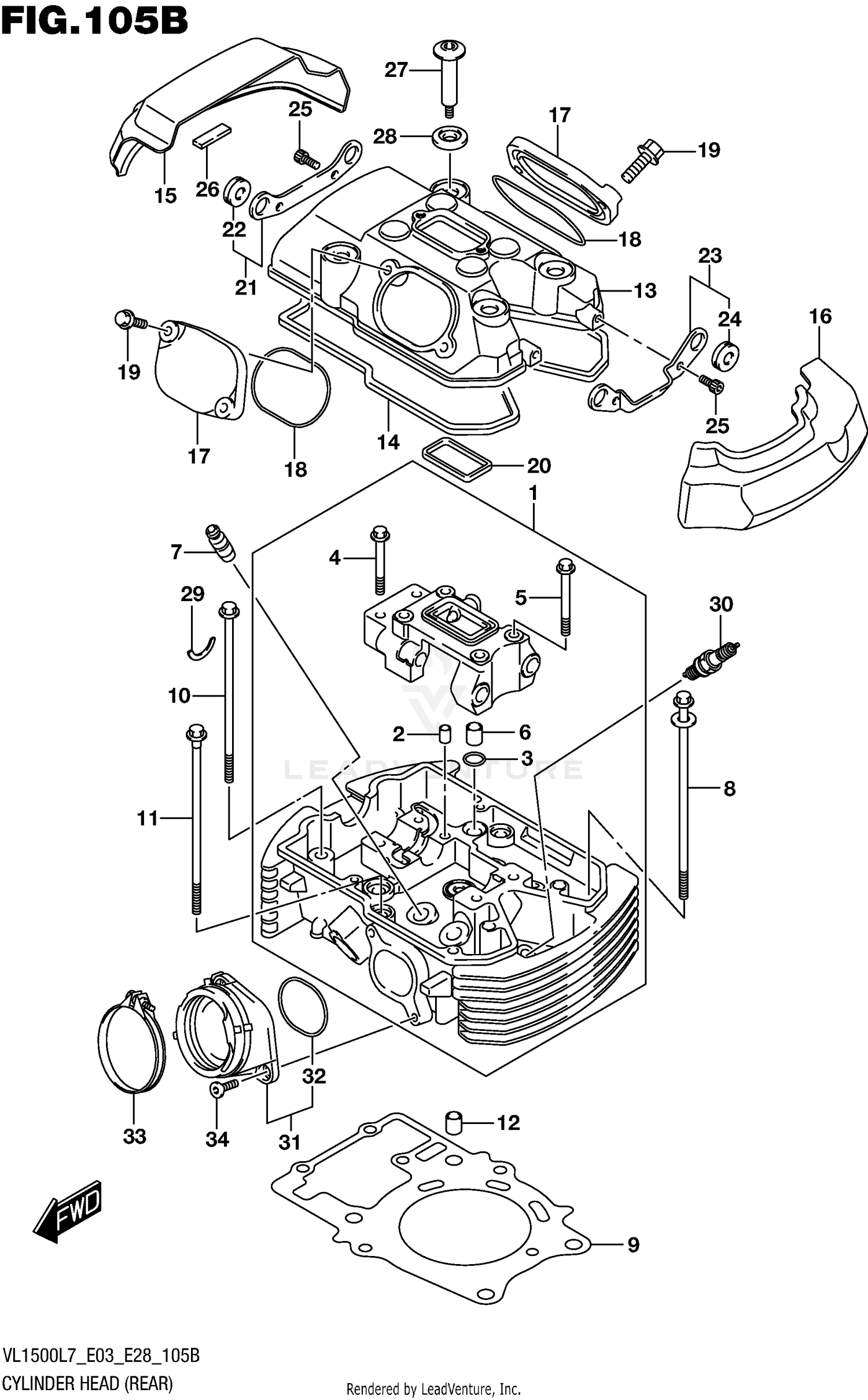 CYLINDER HEAD (REAR) (VL1500BL7 E28)