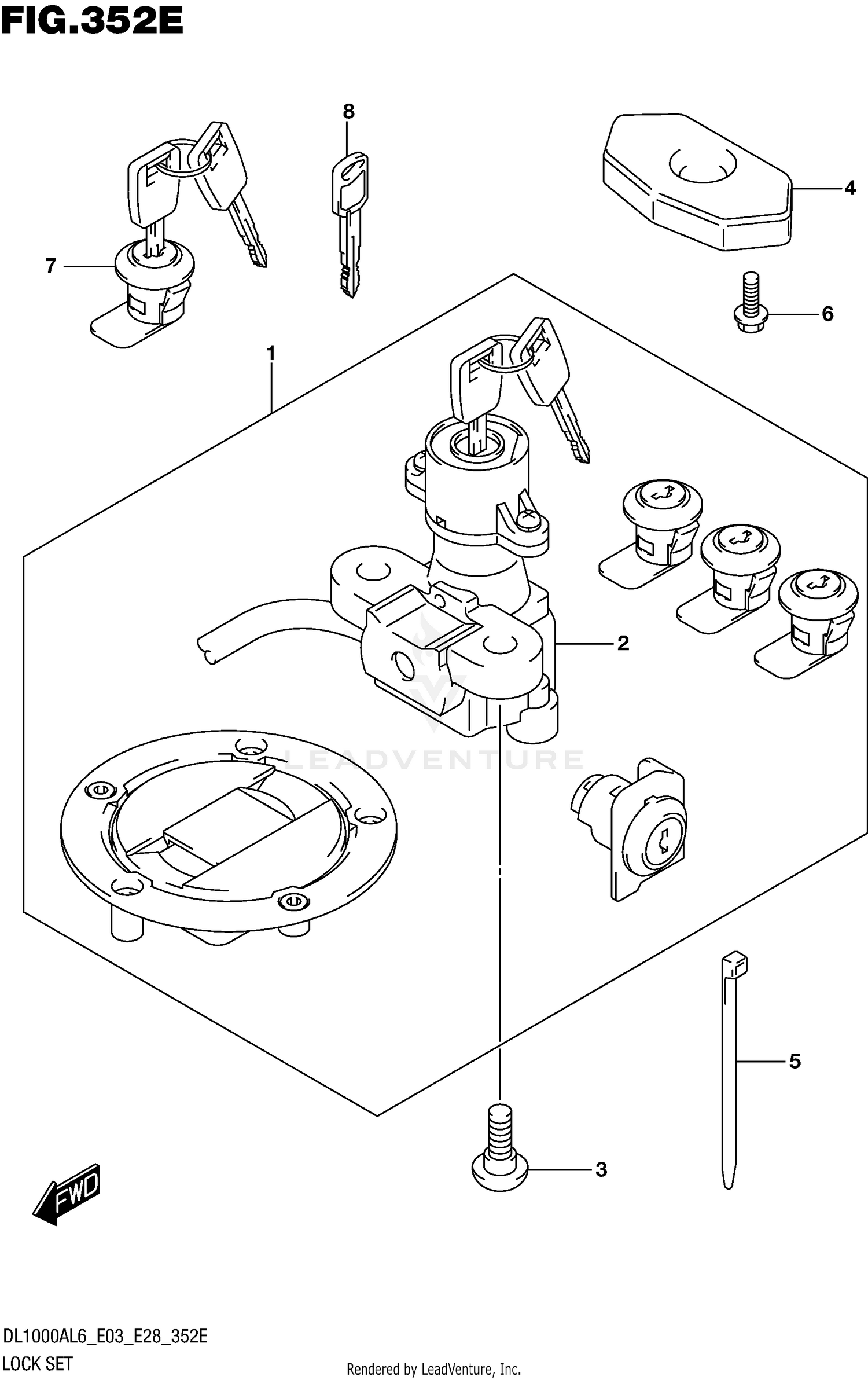LOCK SET (FOR PANNIR CASE)  (DL1000AL6 E33)