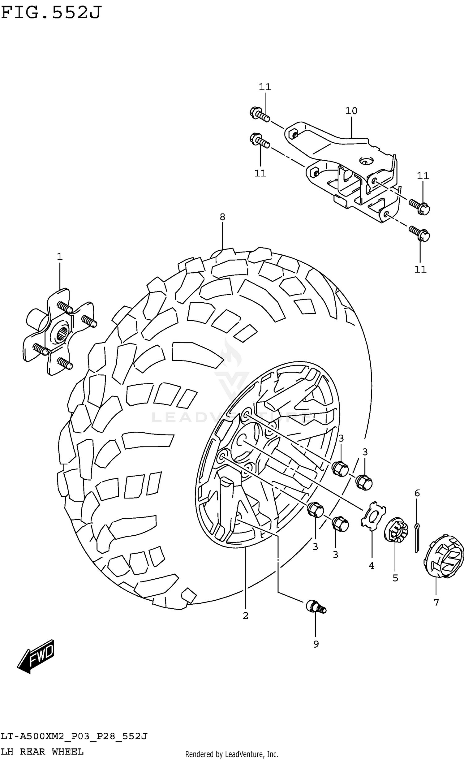 LH REAR WHEEL (LT-A500XPZM2 P33)