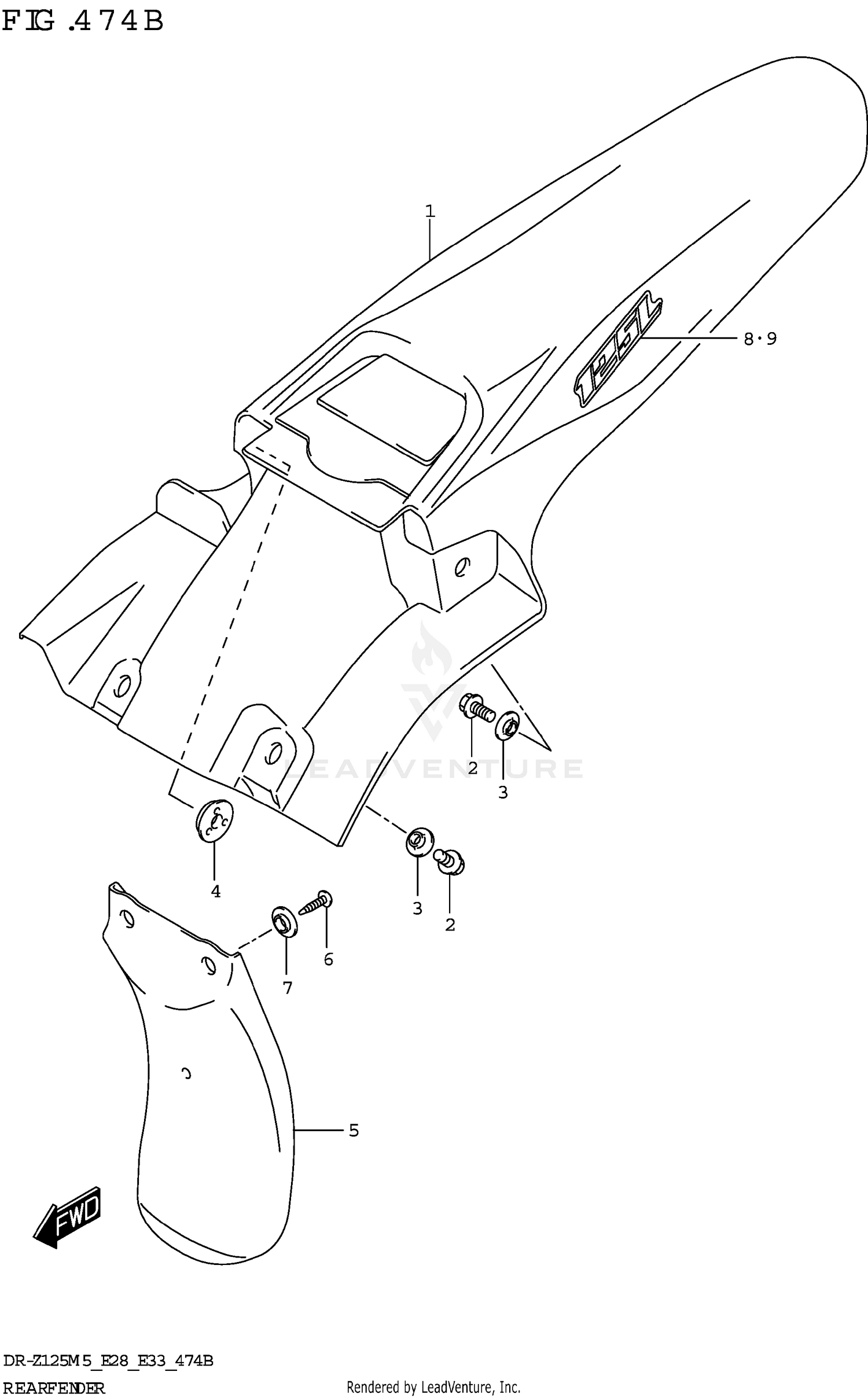 REAR FENDER (DR-Z125L:E33)