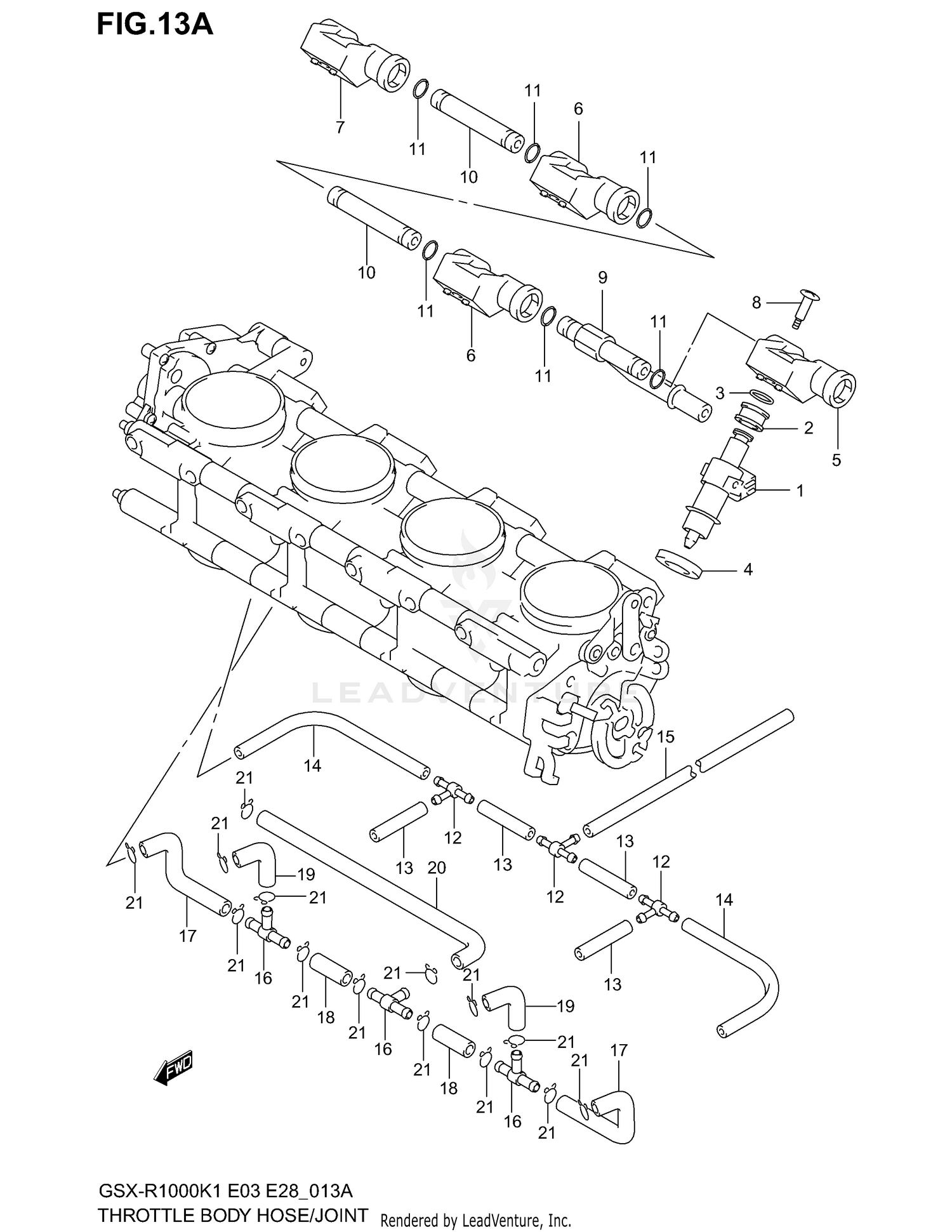 THROTTLE BODY HOSE/JOINT (MODEL K2)