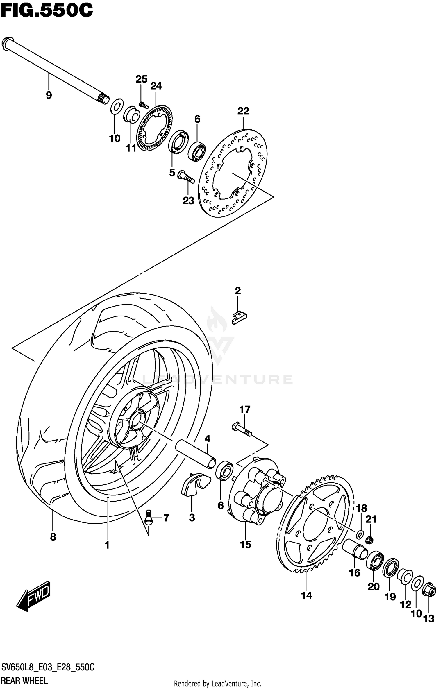 REAR WHEEL (SV650AL8 E28)