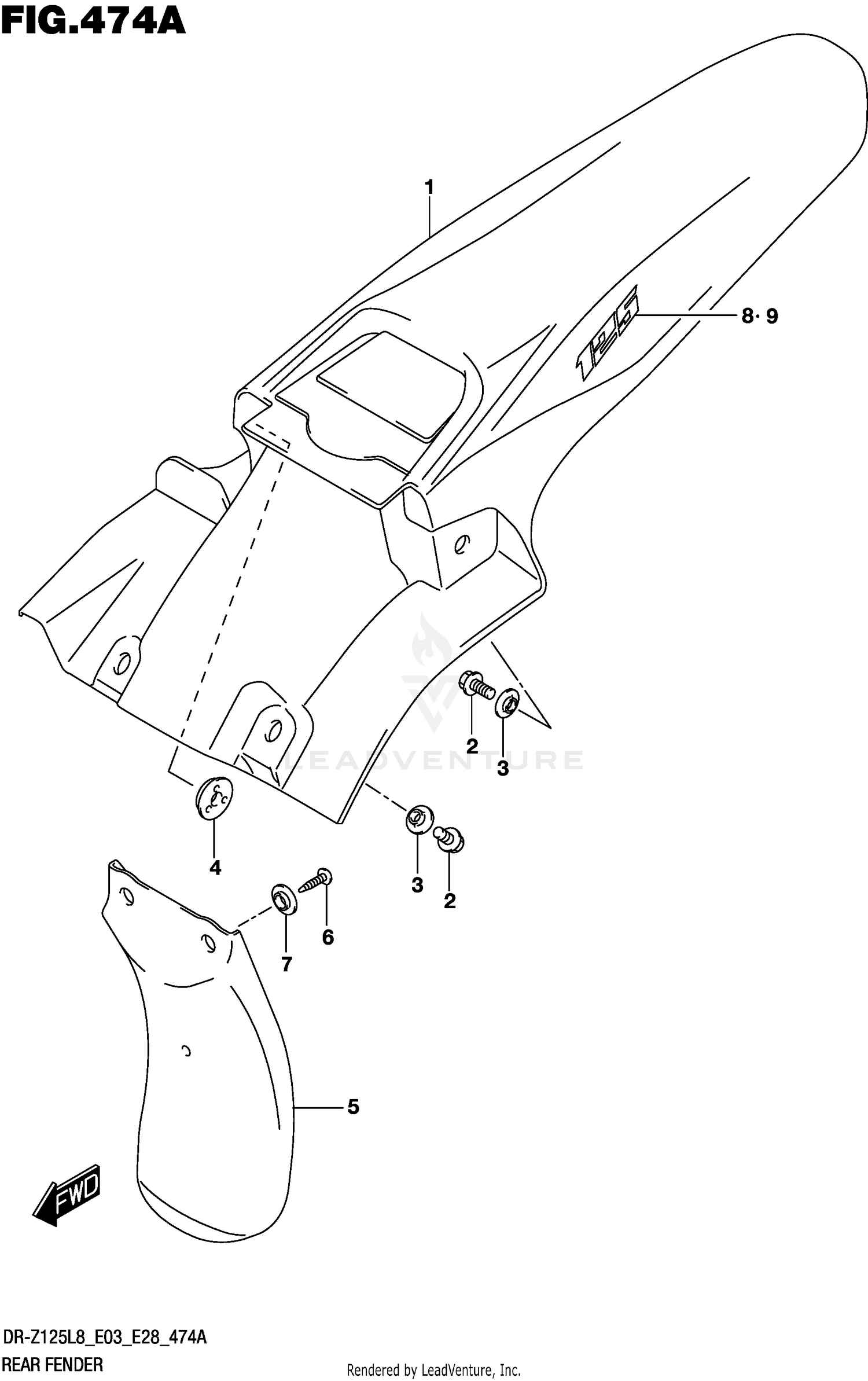REAR FENDER (DR-Z125L8 E28)