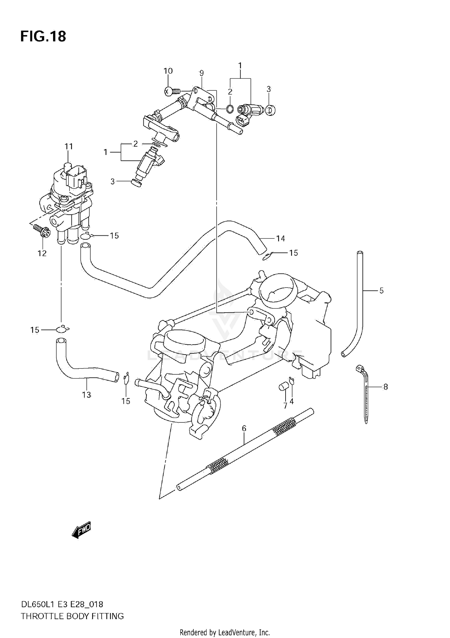 THROTTLE BODY FITTING (DL650 L1 E28)