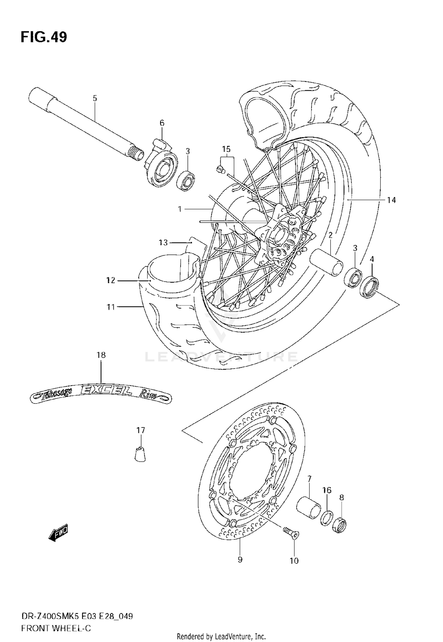 FRONT WHEEL (MODEL K5/K6)