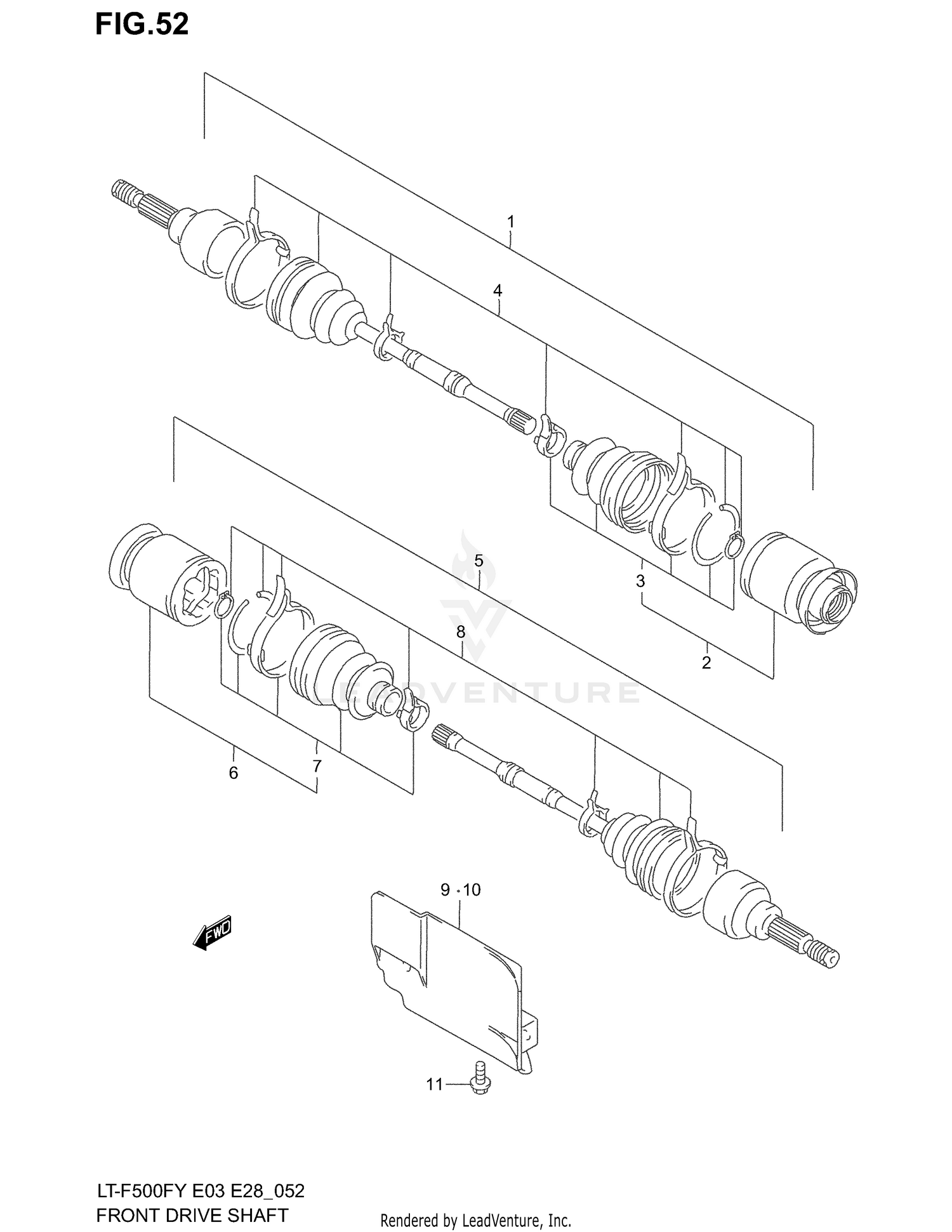 FRONT DRIVE SHAFT (MODEL W/X)