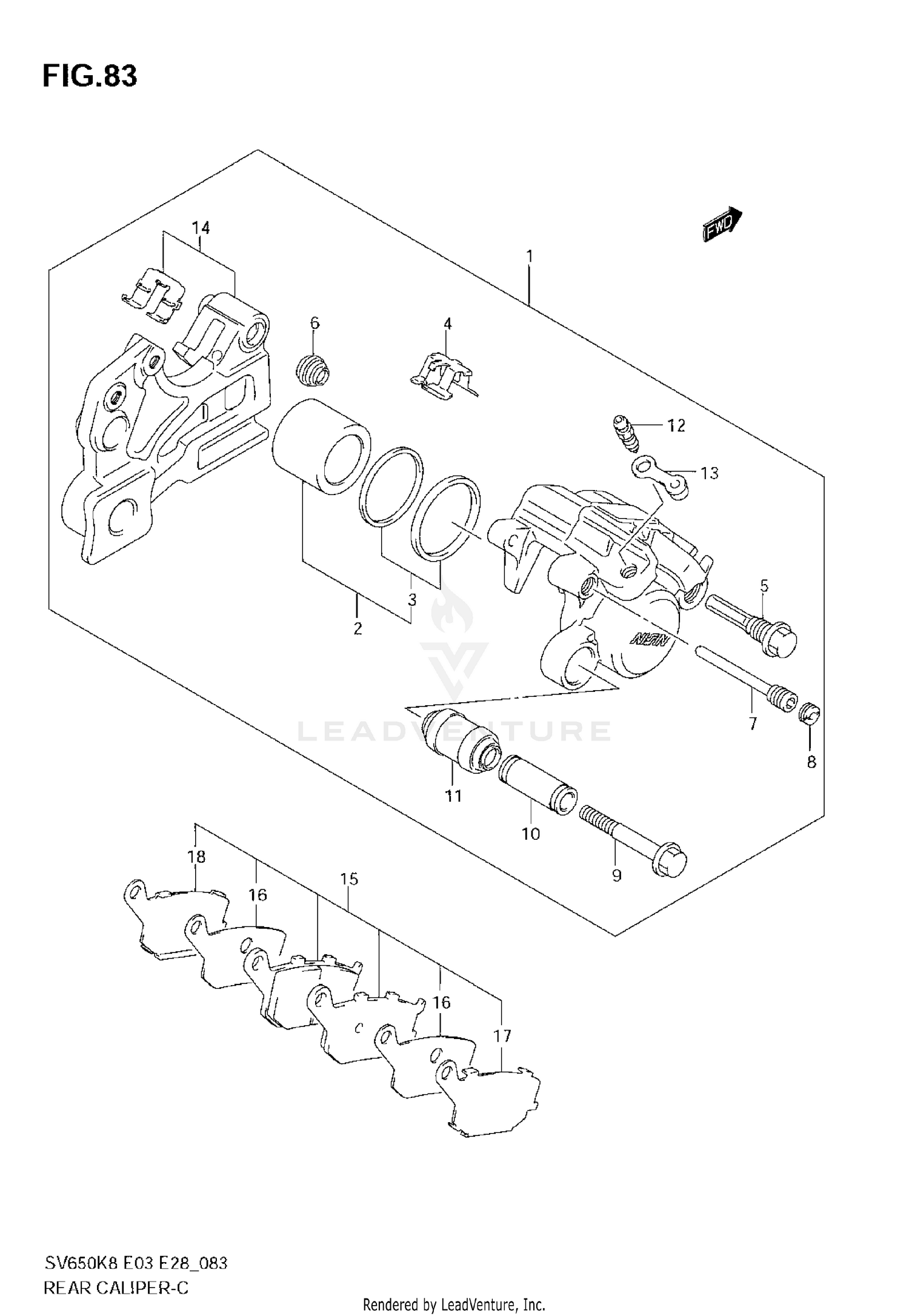 REAR CALIPER (SV650AK8/SAK8)