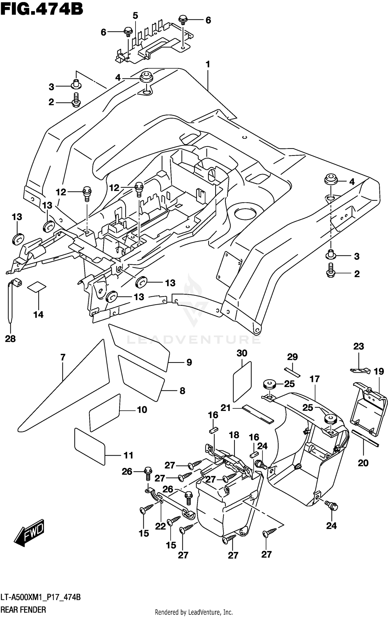 REAR FENDER (LT-A500XPM1 P17)